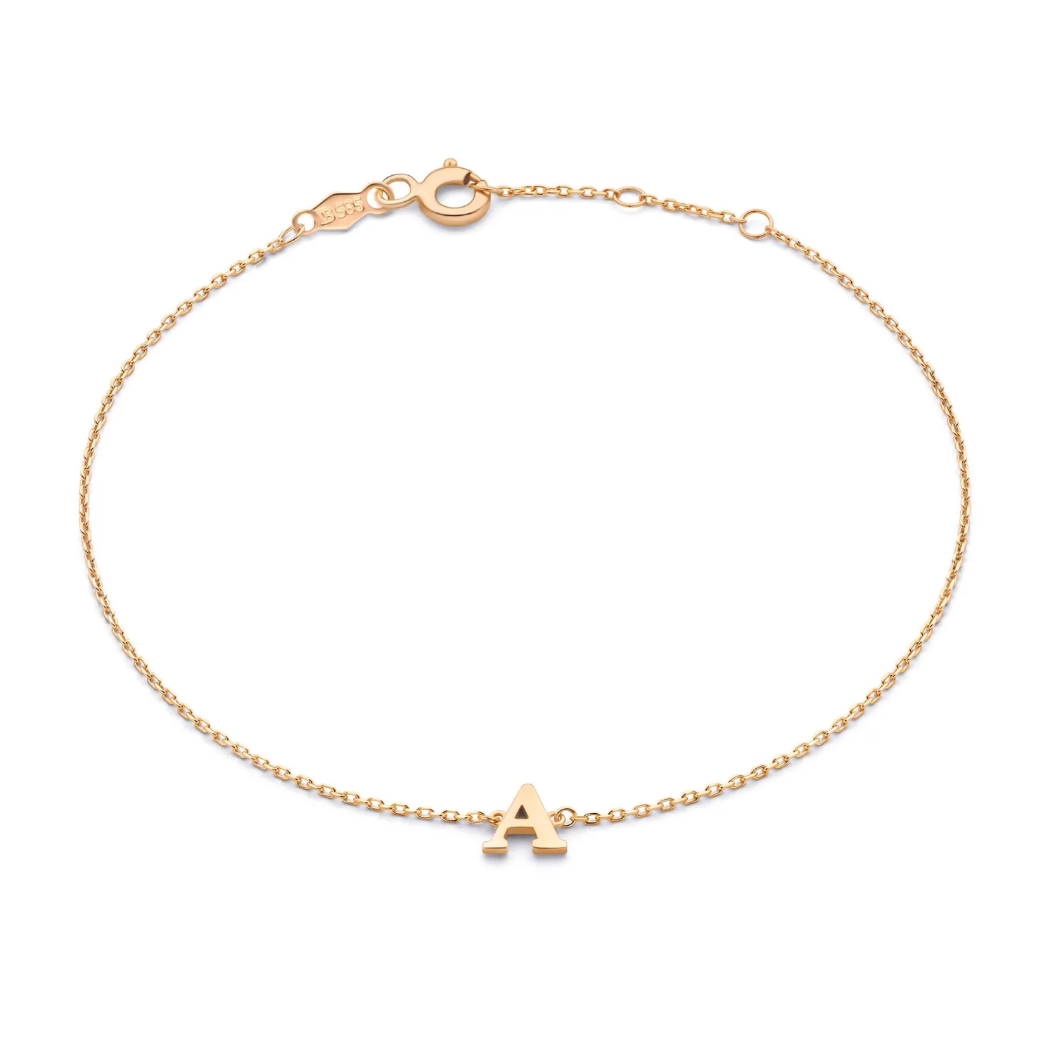 La Concorde Rachel 14 karaat rosé gouden initial armband met letter