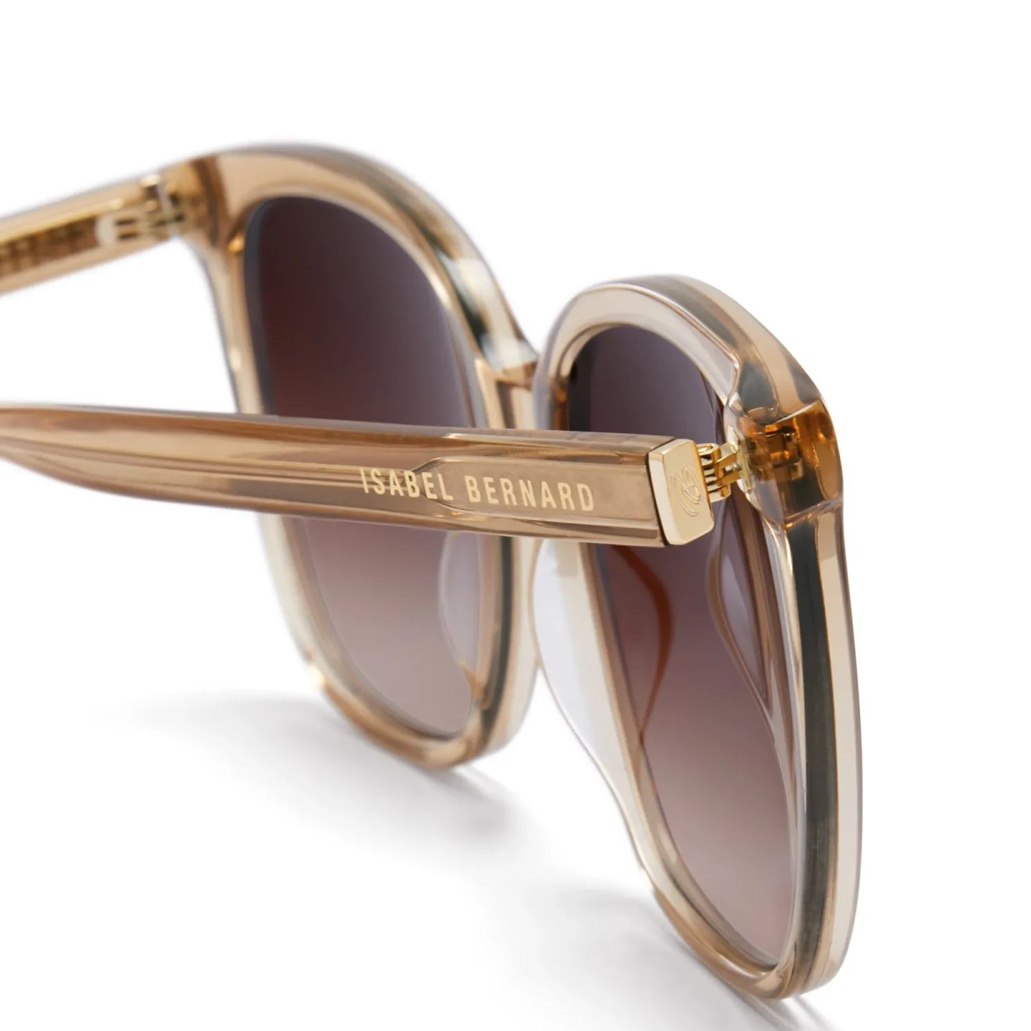 La Villette Raison transparant beige vierkante zonnebril met bruine gradient glazen