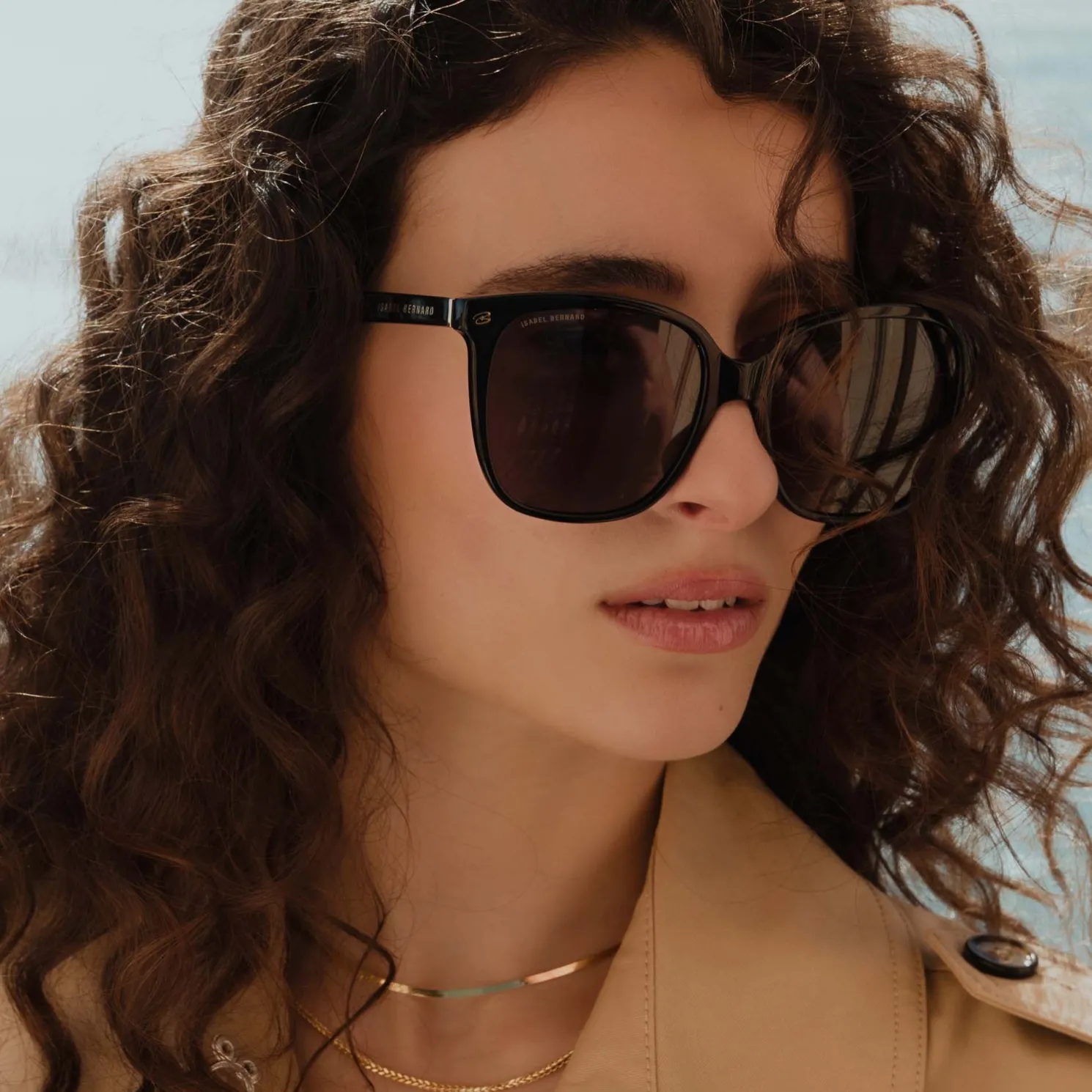 La Villette Raison zwarte vierkante zonnebril met zwarte glazen