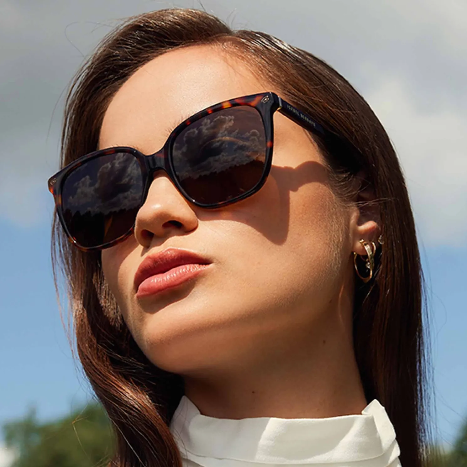 La Villette Raison bruin tortoise vierkante zonnebril met bruine glazen