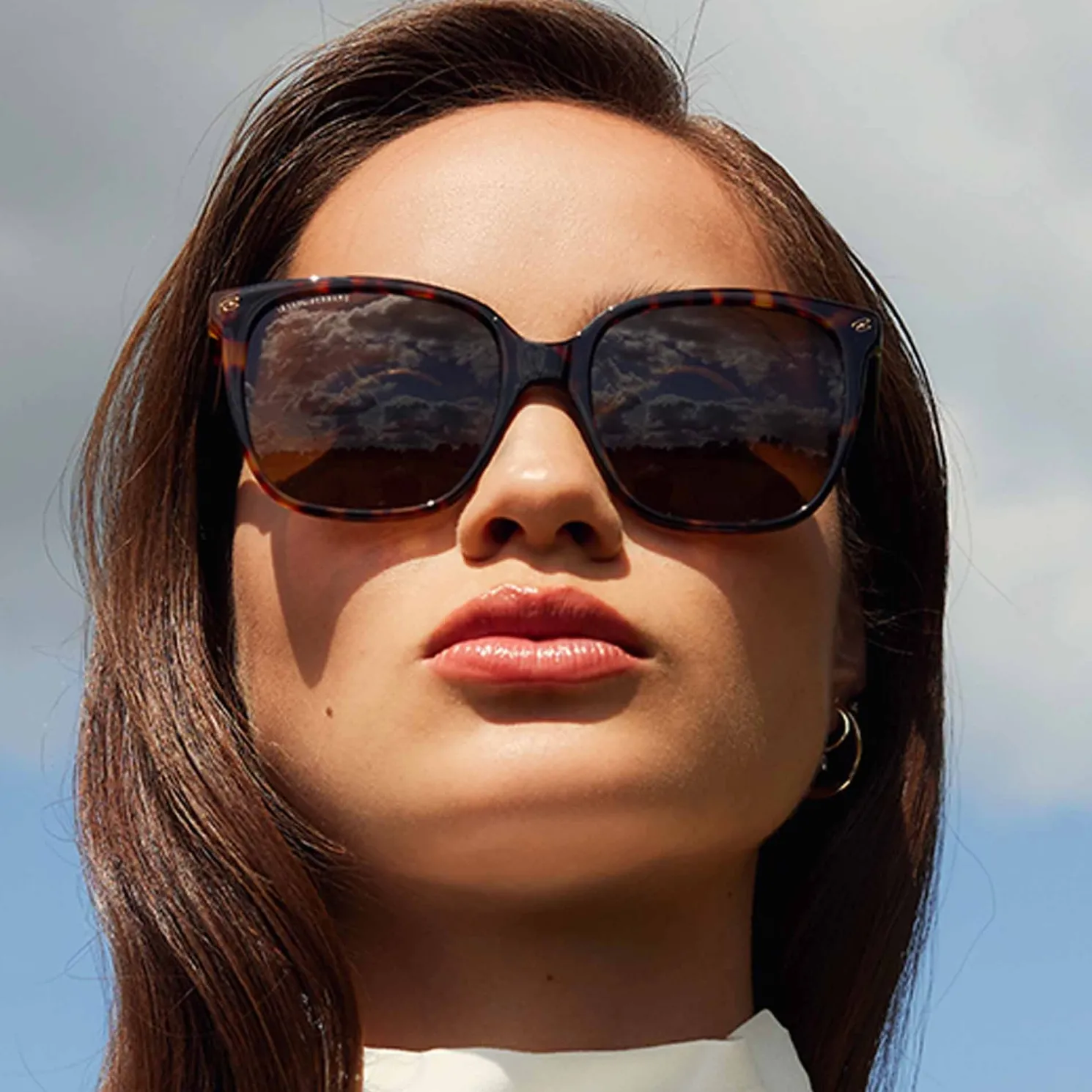 La Villette Raison bruin tortoise vierkante zonnebril met bruine glazen