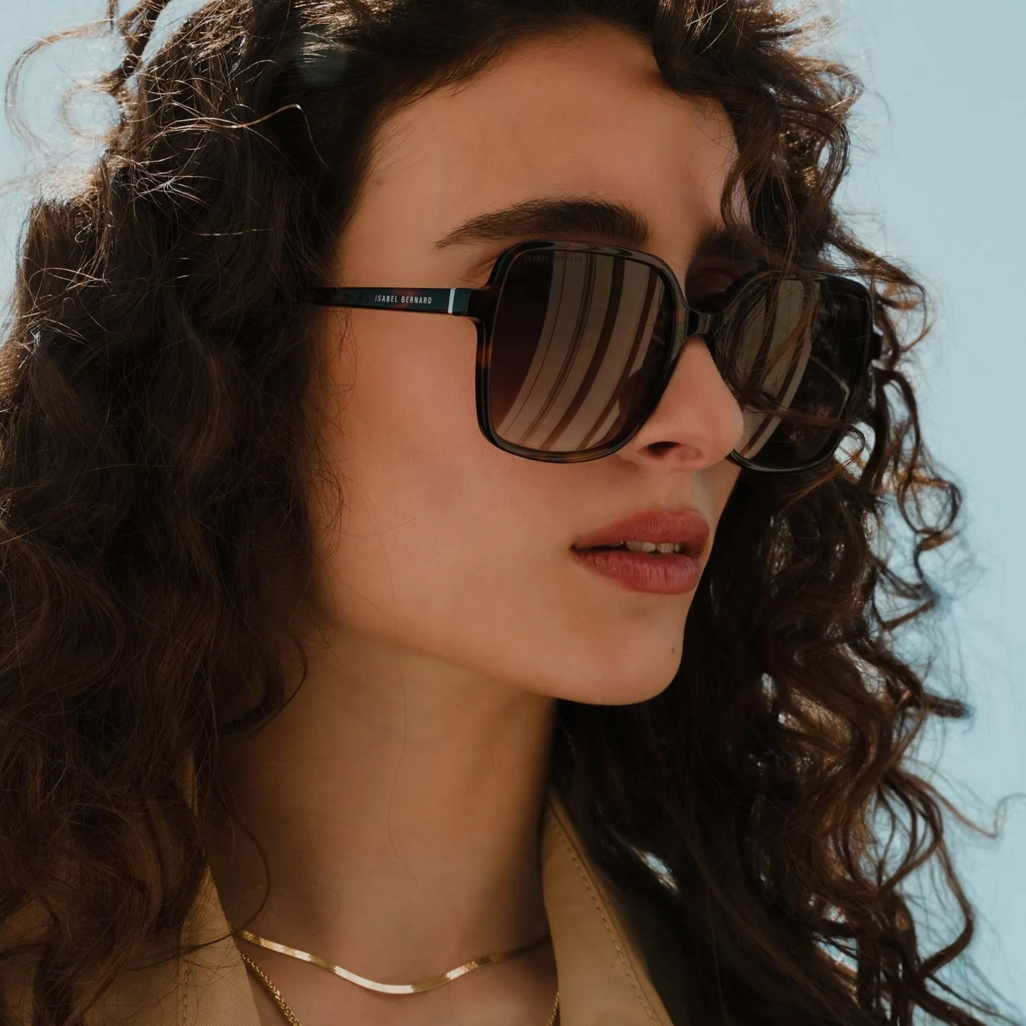 La Villette Rene bruin tortoise vierkante zonnebril met bruine gradient glazen