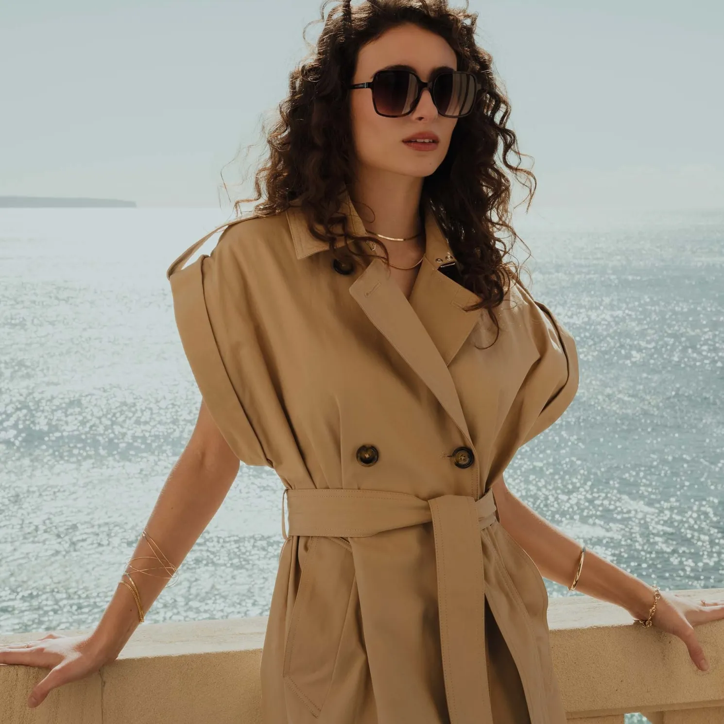 La Villette Rene bruin tortoise vierkante zonnebril met bruine gradient glazen