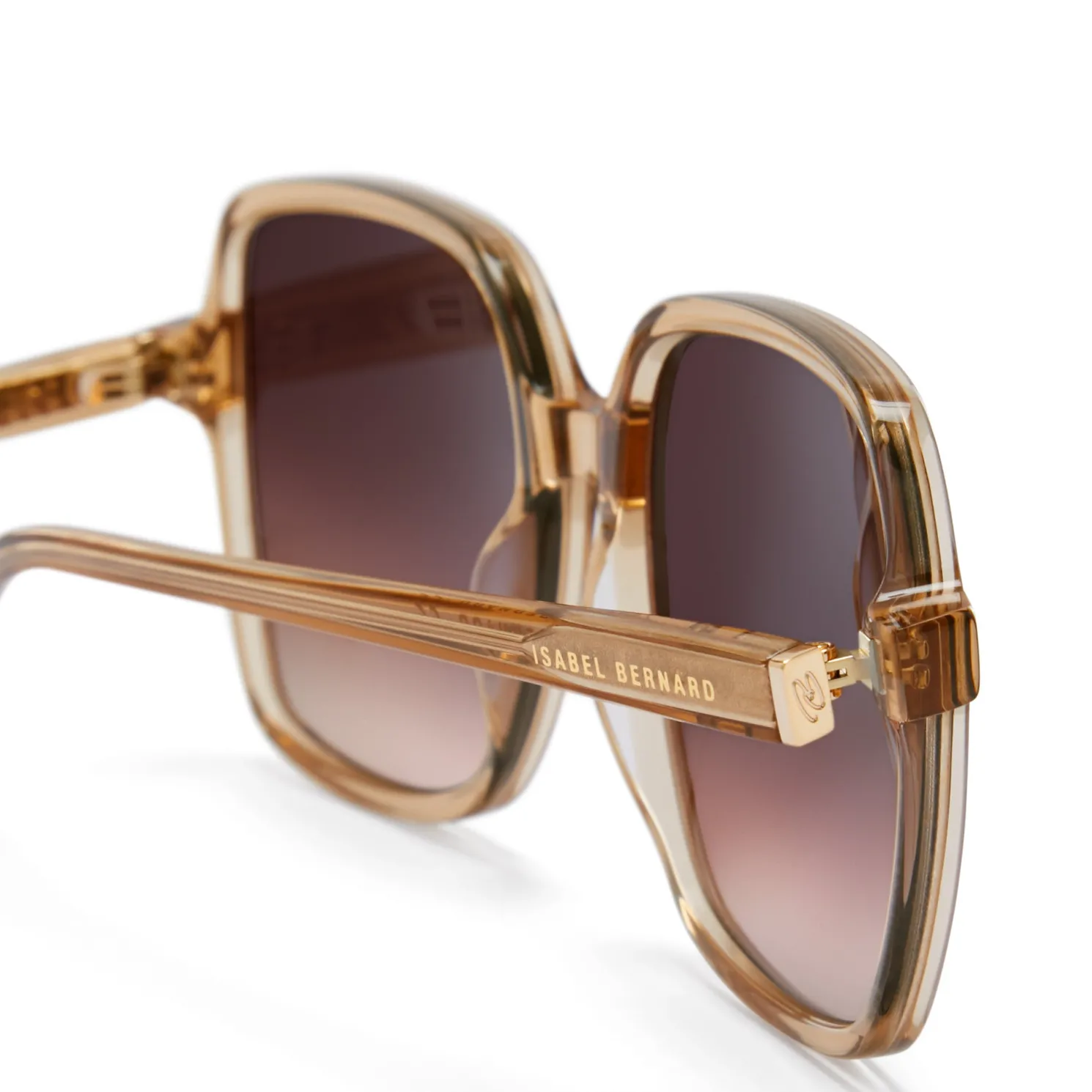 La Villette Rene transparant beige vierkante zonnebril met bruine gradient glazen