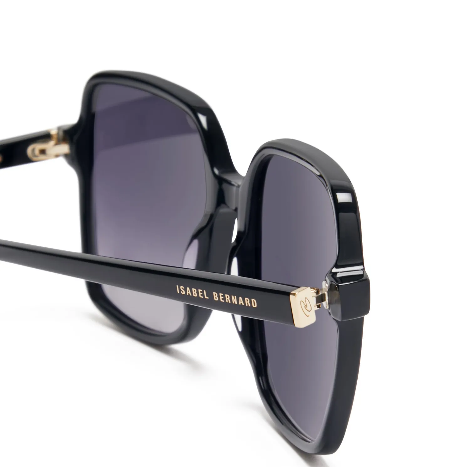 La Villette Rene zwarte vierkante zonnebril met zwarte gradient glazen