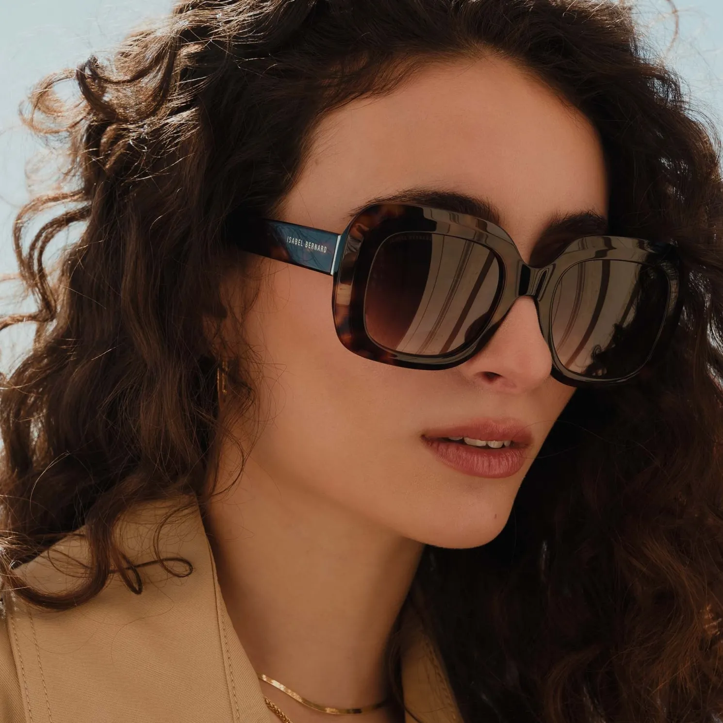 La Villette Rive bruin tortoise vierkante zonnebril met bruine glazen