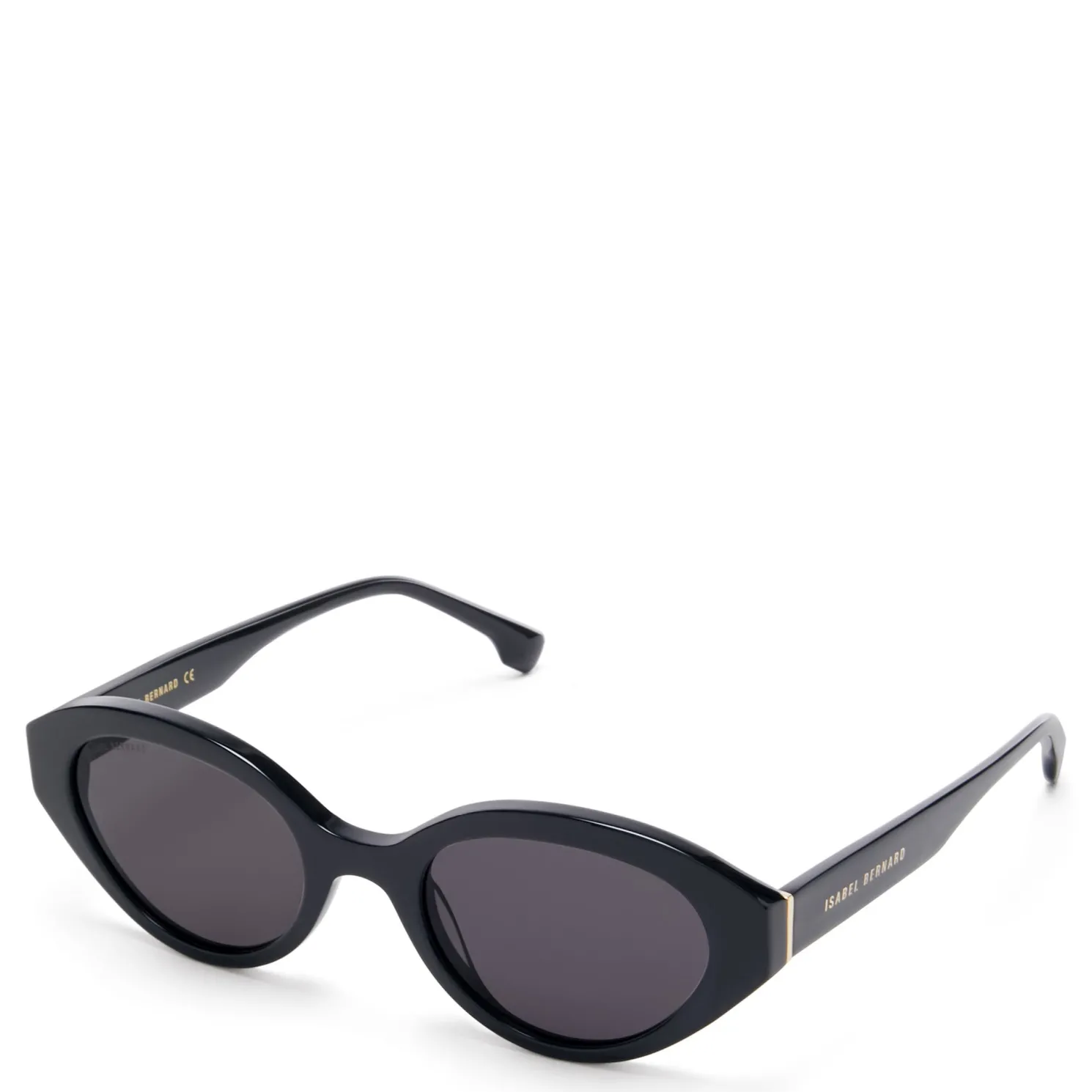 La Villette Rosaire zwarte ovale zonnebril met zwarte glazen