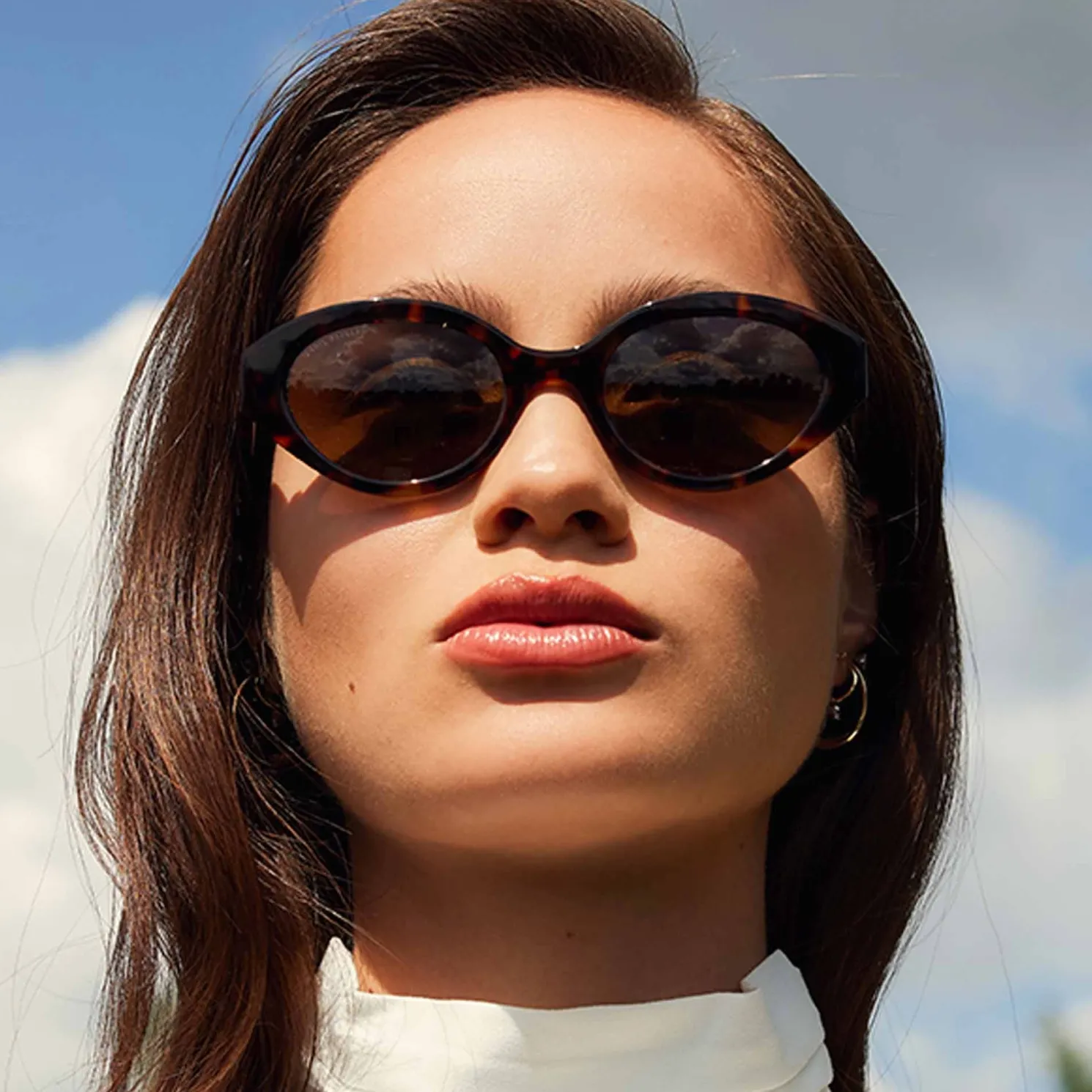 La Villette Rosaire bruin tortoise ovale zonnebril met bruine glazen