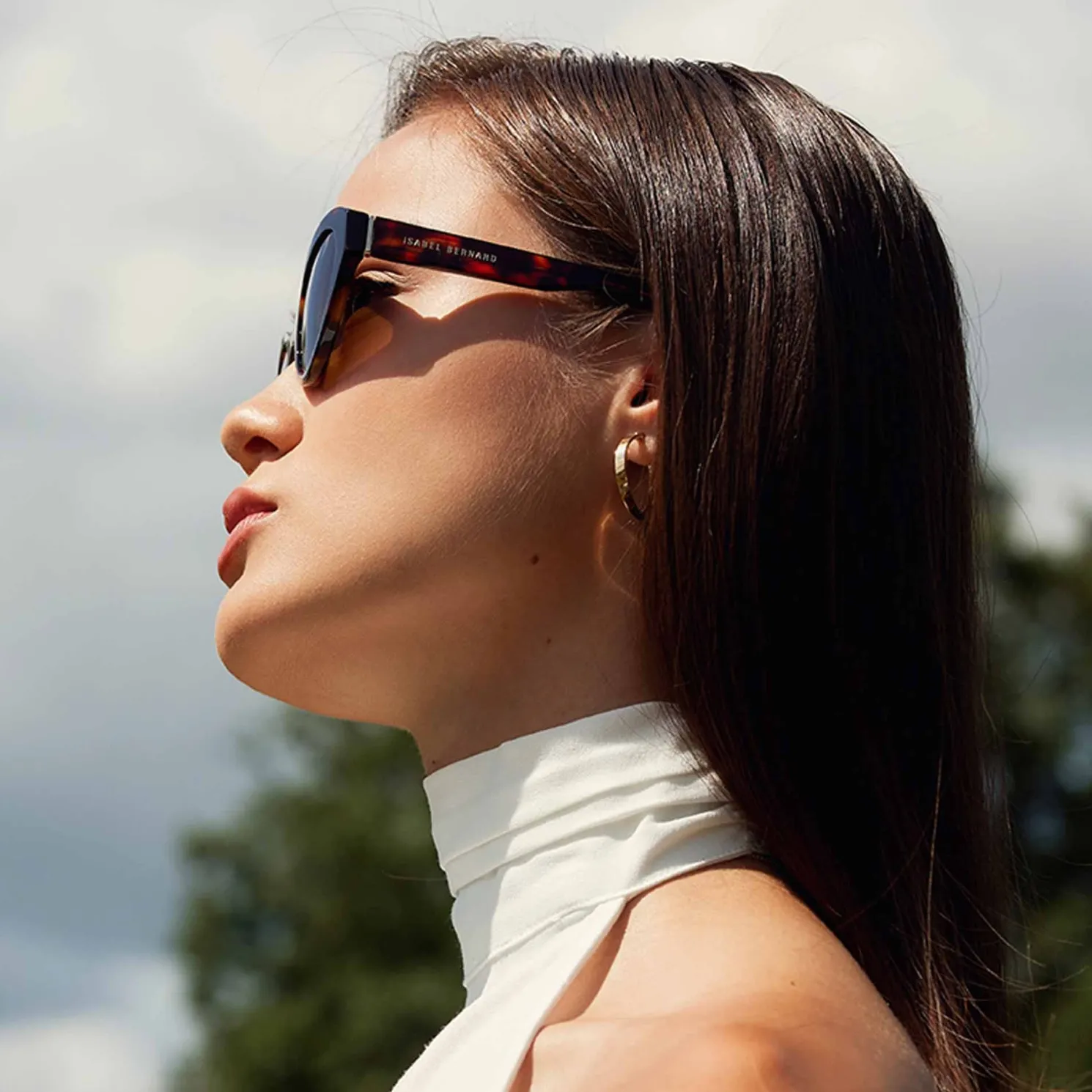 La Villette Rosaire bruin tortoise ovale zonnebril met bruine glazen