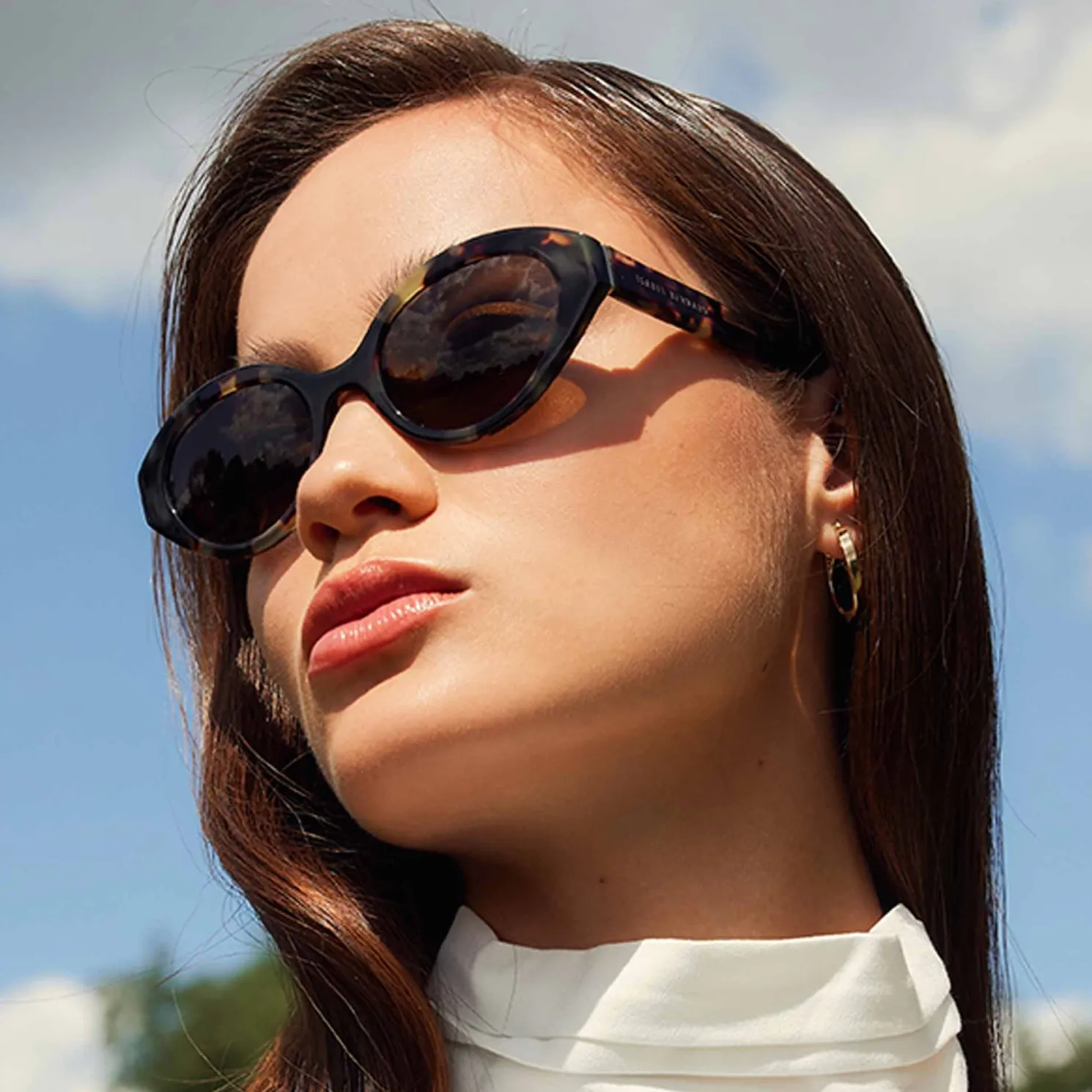 La Villette Rosaire bruin tortoise ovale zonnebril met bruine glazen