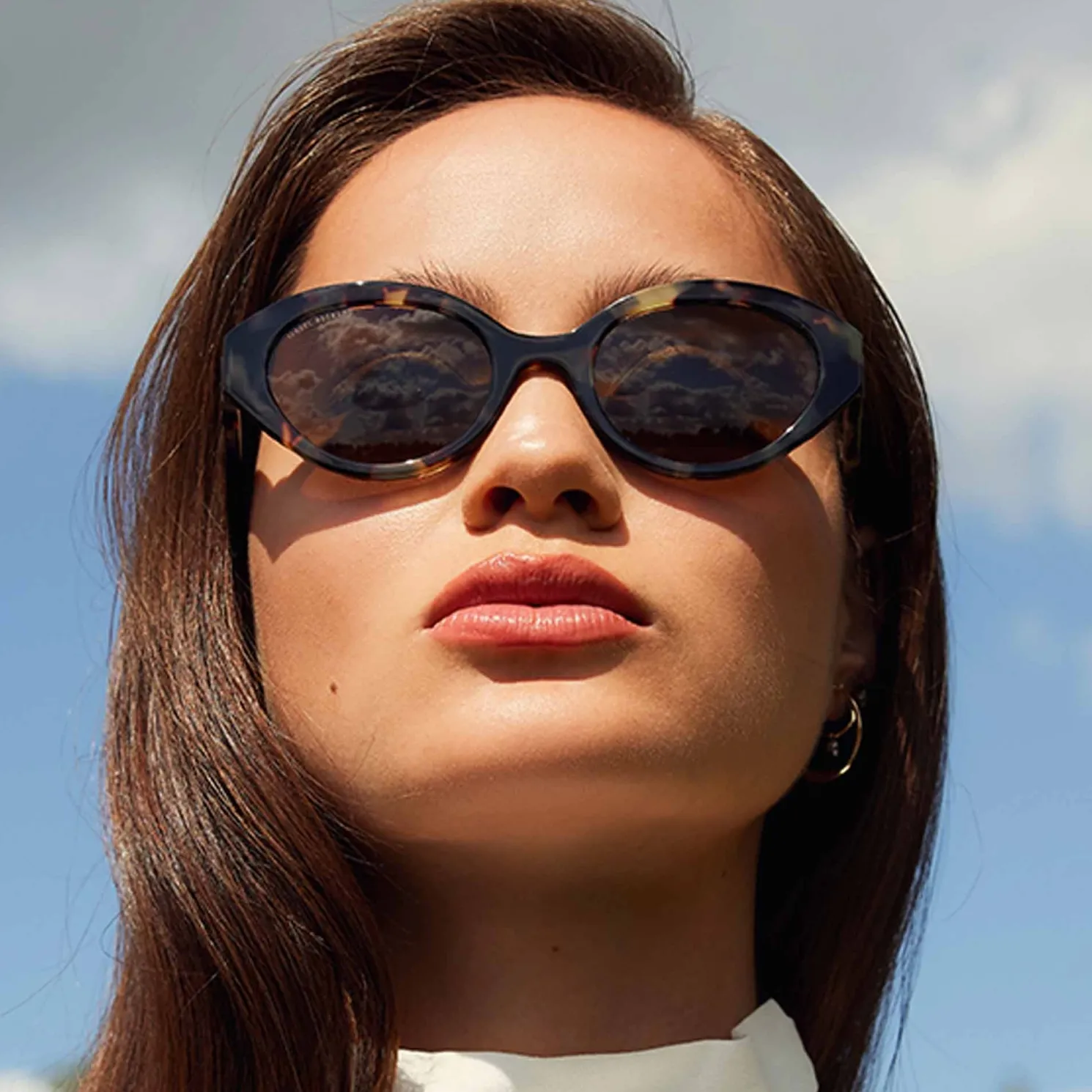 La Villette Rosaire bruin tortoise ovale zonnebril met bruine glazen