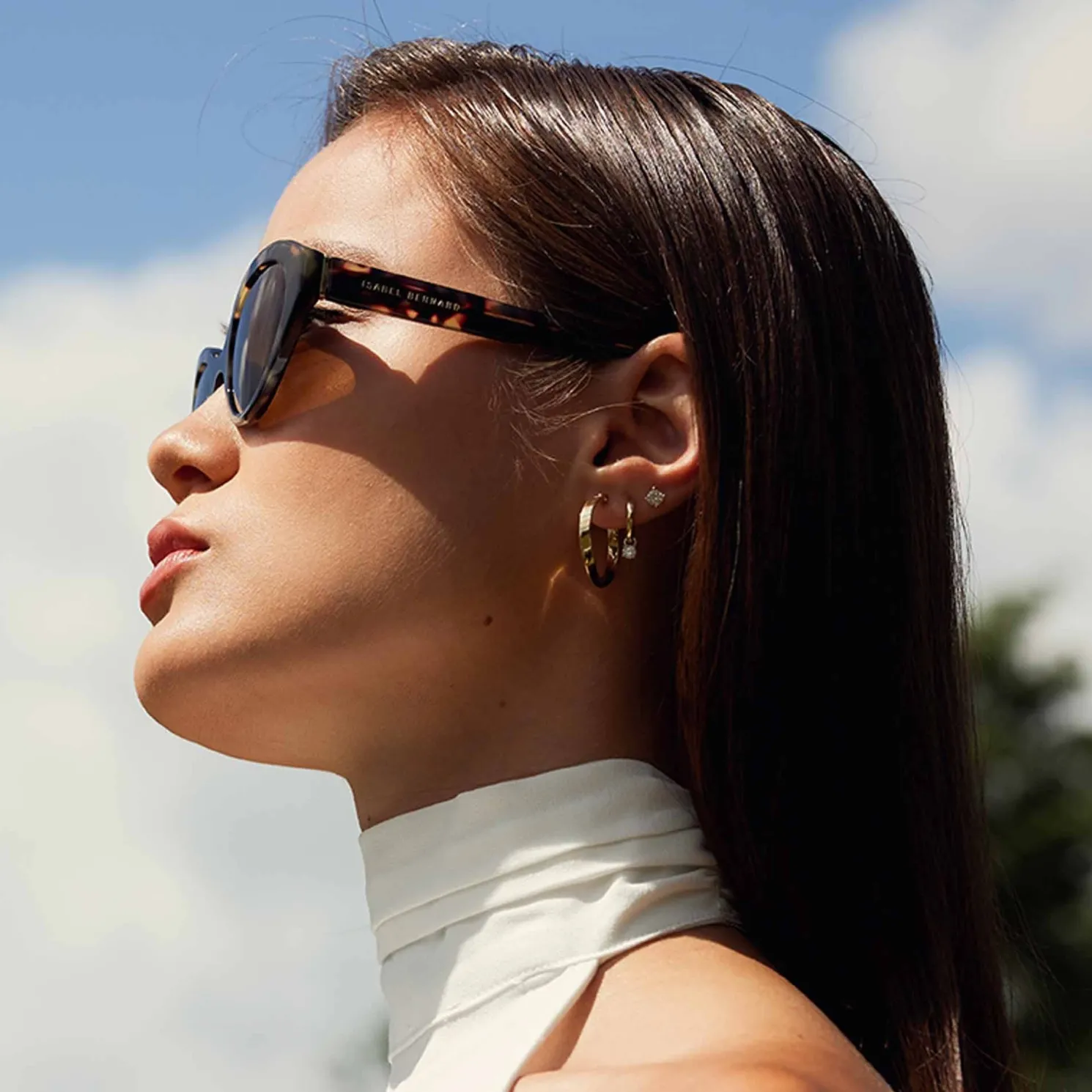 La Villette Rosaire bruin tortoise ovale zonnebril met bruine glazen