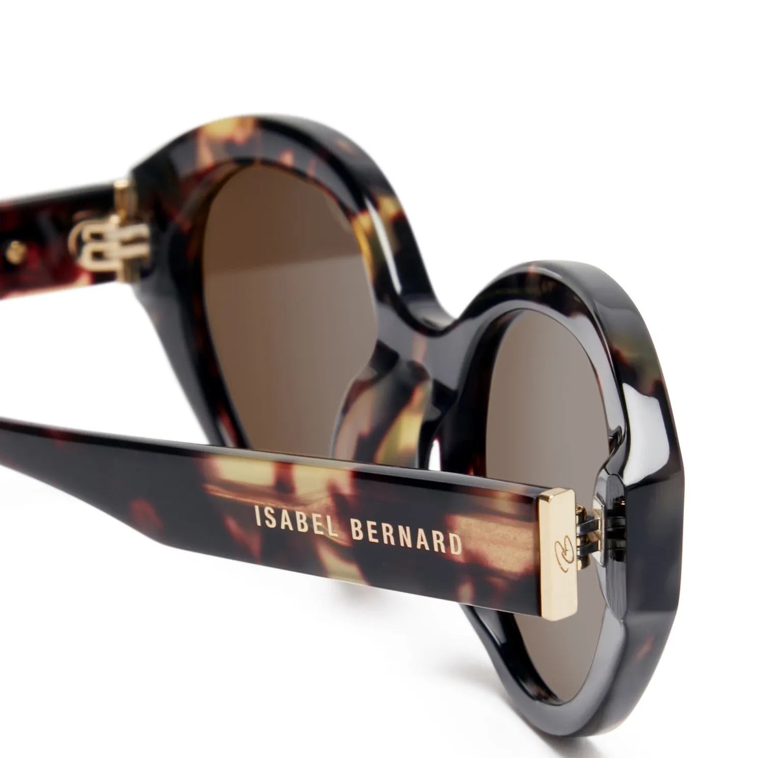 La Villette Rosaire bruin tortoise ovale zonnebril met bruine glazen