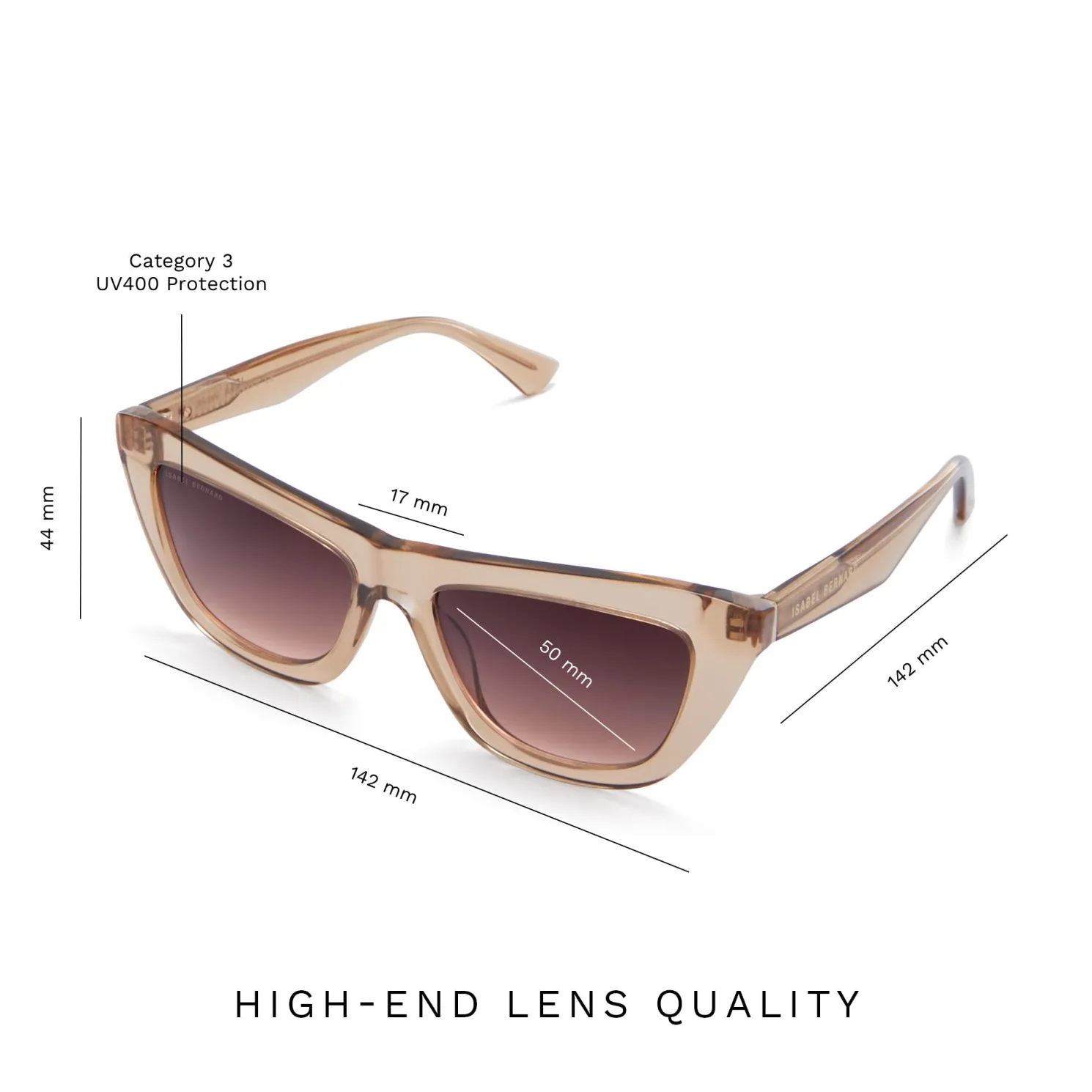 La Villette Roselin transparant beige cat eye zonnebril met bruine gradient glazen