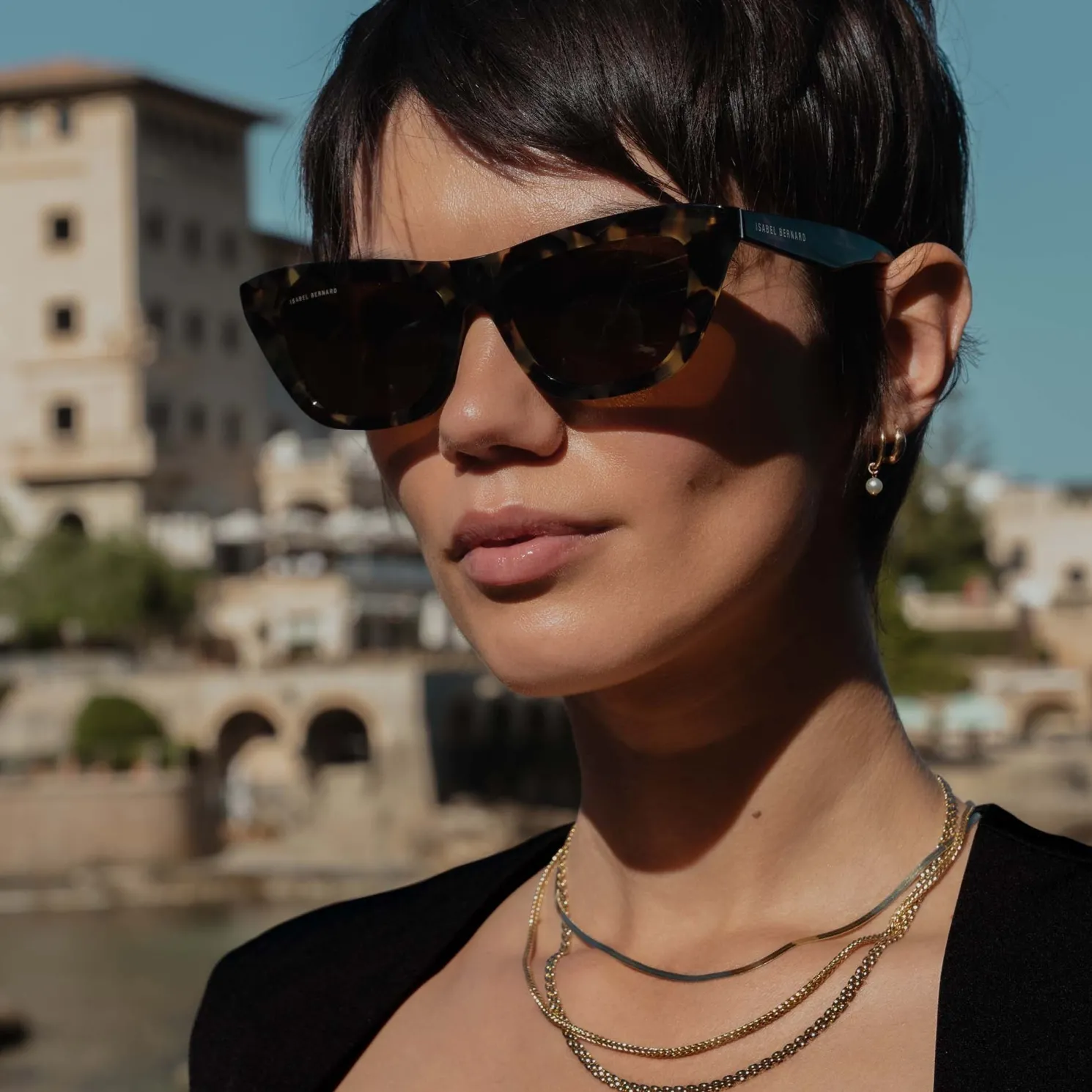 La Villette Roselin bruin tortoise cat eye zonnebril met bruine glazen