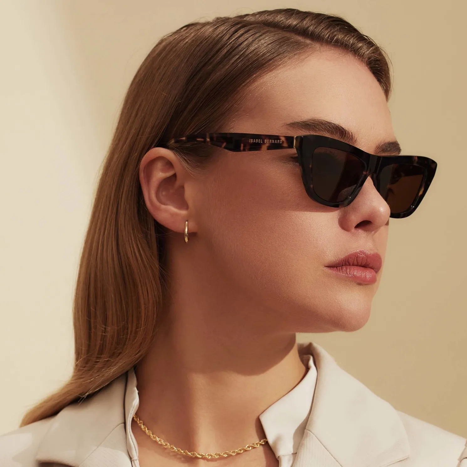 La Villette Roselin bruin tortoise cat eye zonnebril met bruine glazen