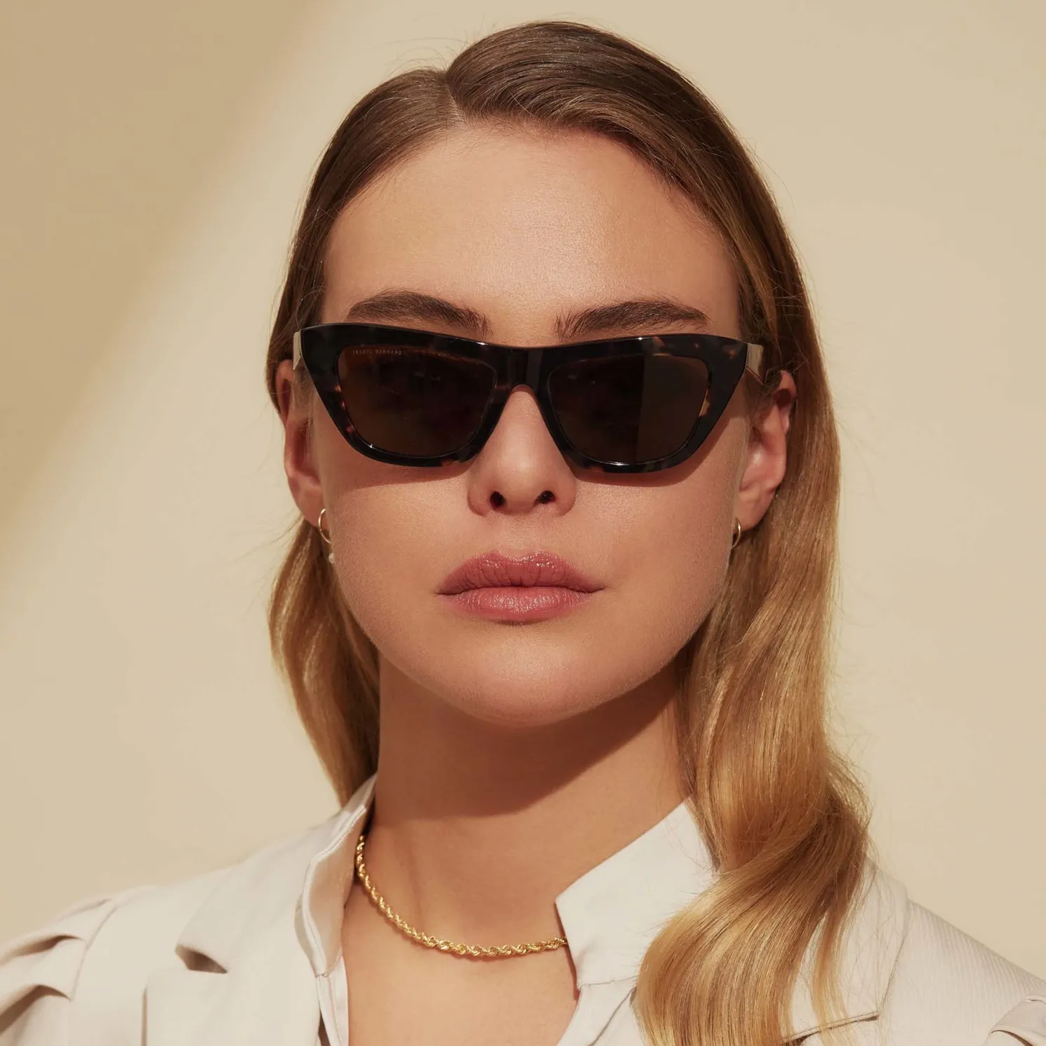 La Villette Roselin bruin tortoise cat eye zonnebril met bruine glazen