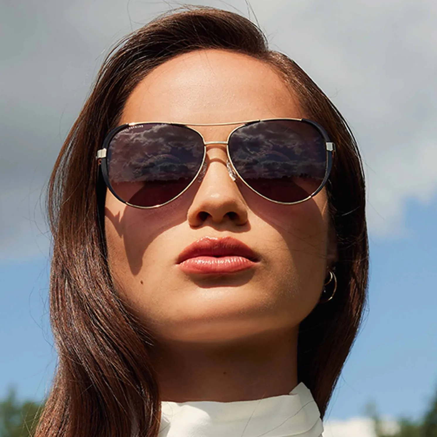 La Villette Roxanne goudkleurige aviator zonnebril met zwarte glazen