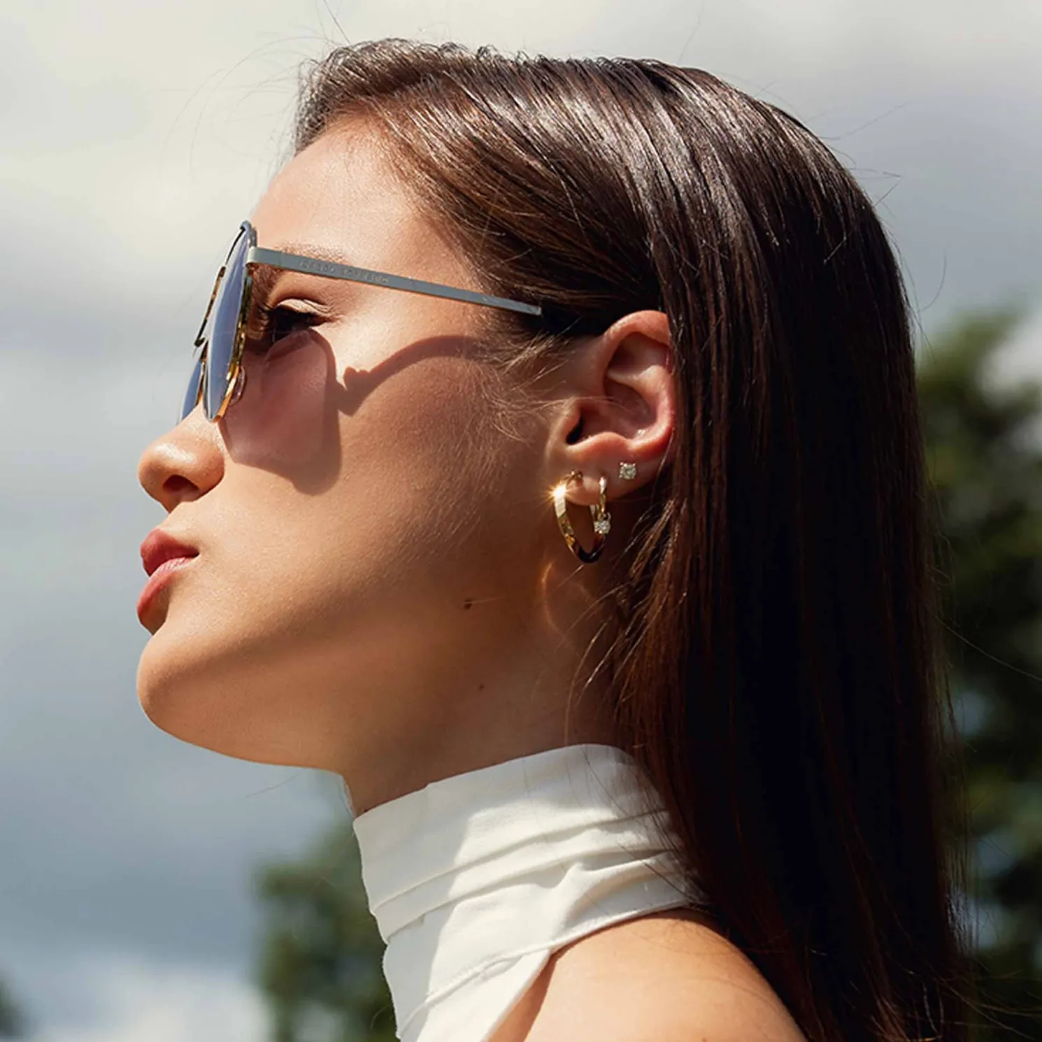 La Villette Roxanne goudkleurige aviator zonnebril met zwarte glazen