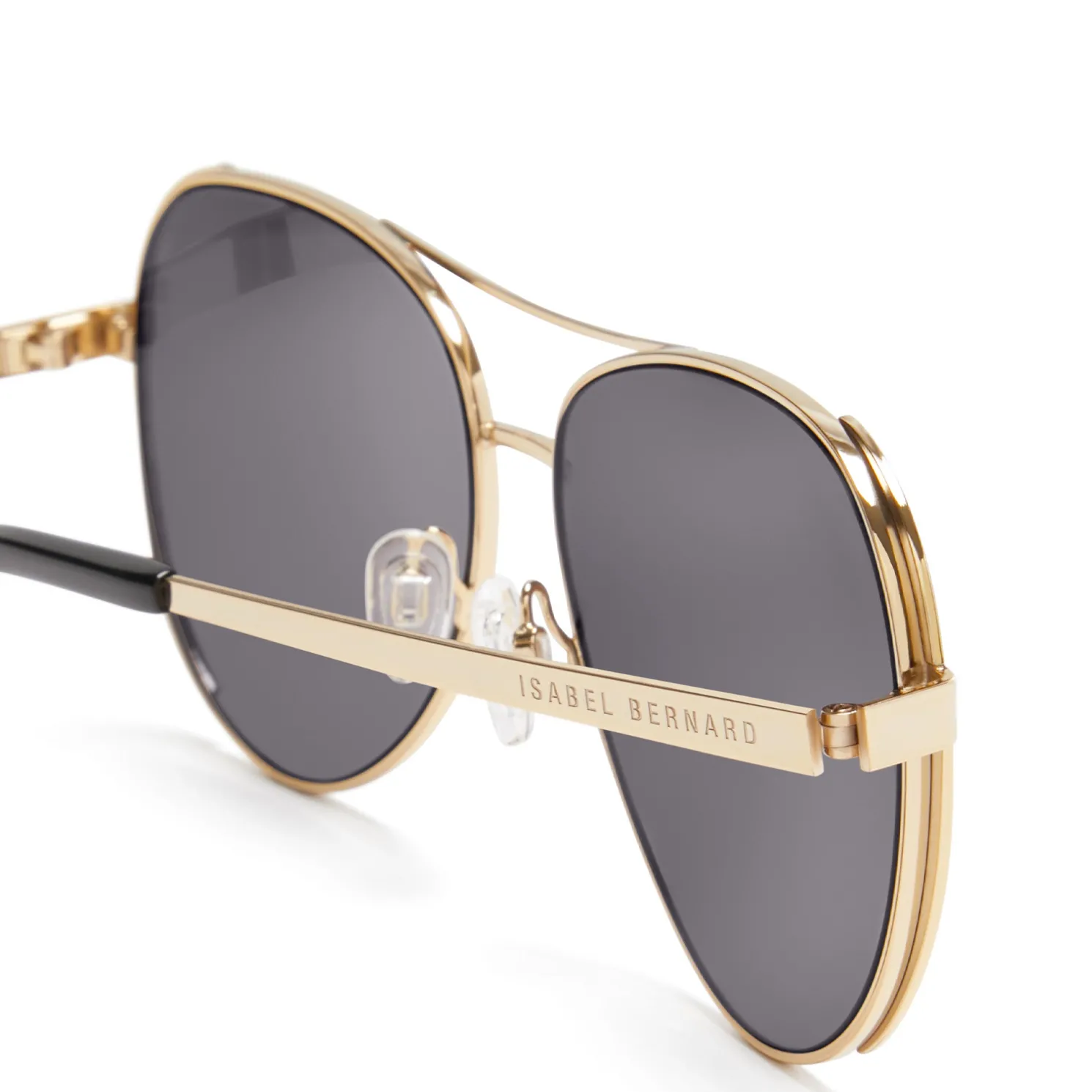 La Villette Roxanne goudkleurige aviator zonnebril met zwarte glazen