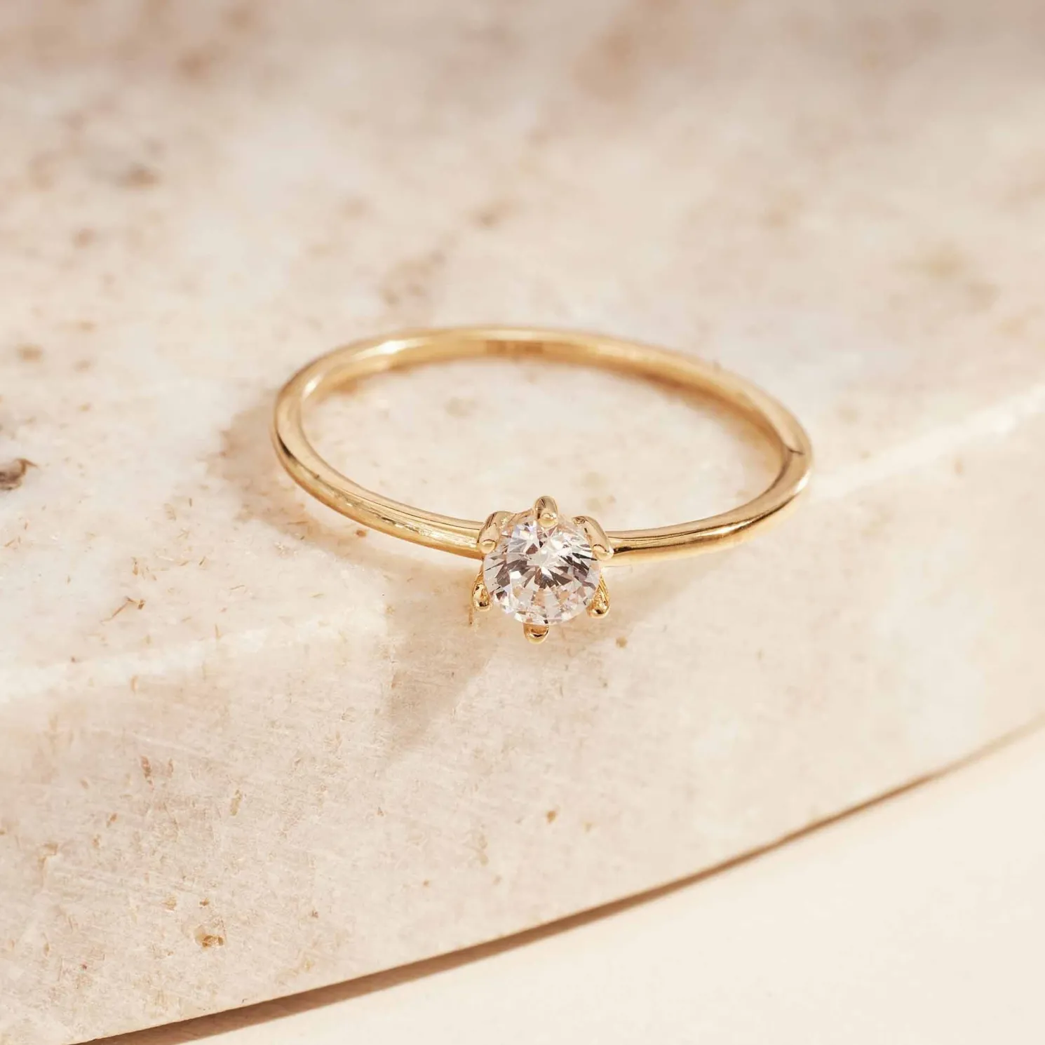 Le Marais Abelle 14 karaat gouden ring met zirkonia steen