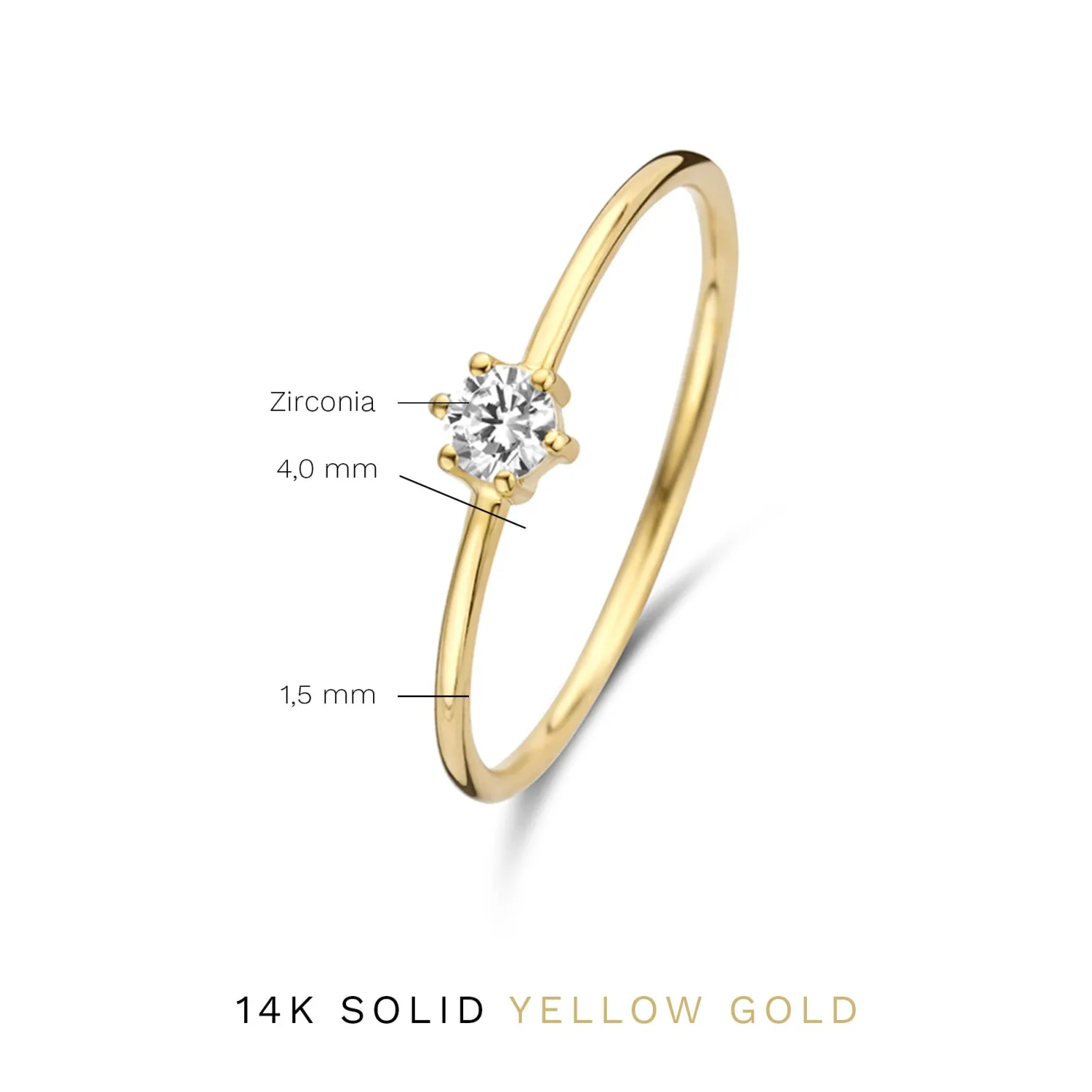 Le Marais Abelle 14 karaat gouden ring met zirkonia steen