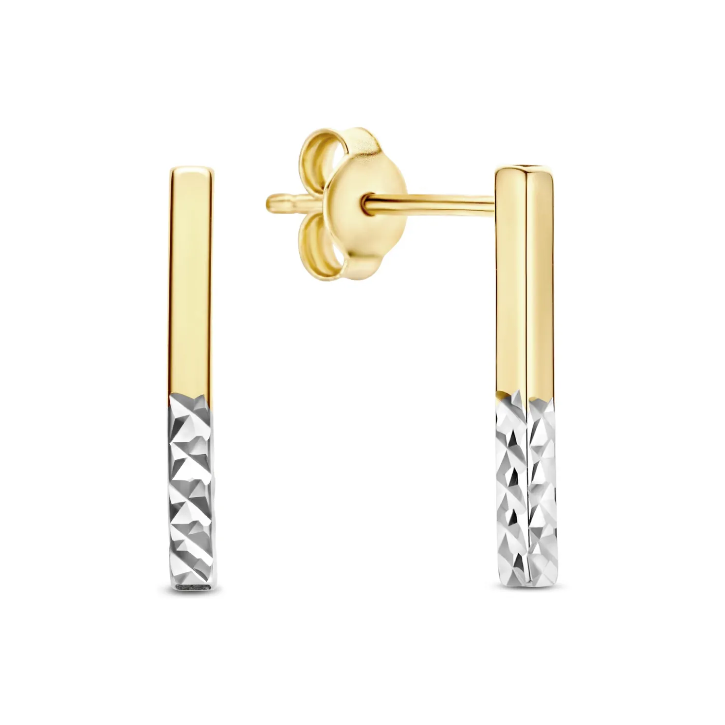 Le Marais Alice 14 karaat gouden oorknoppen met diamond cut