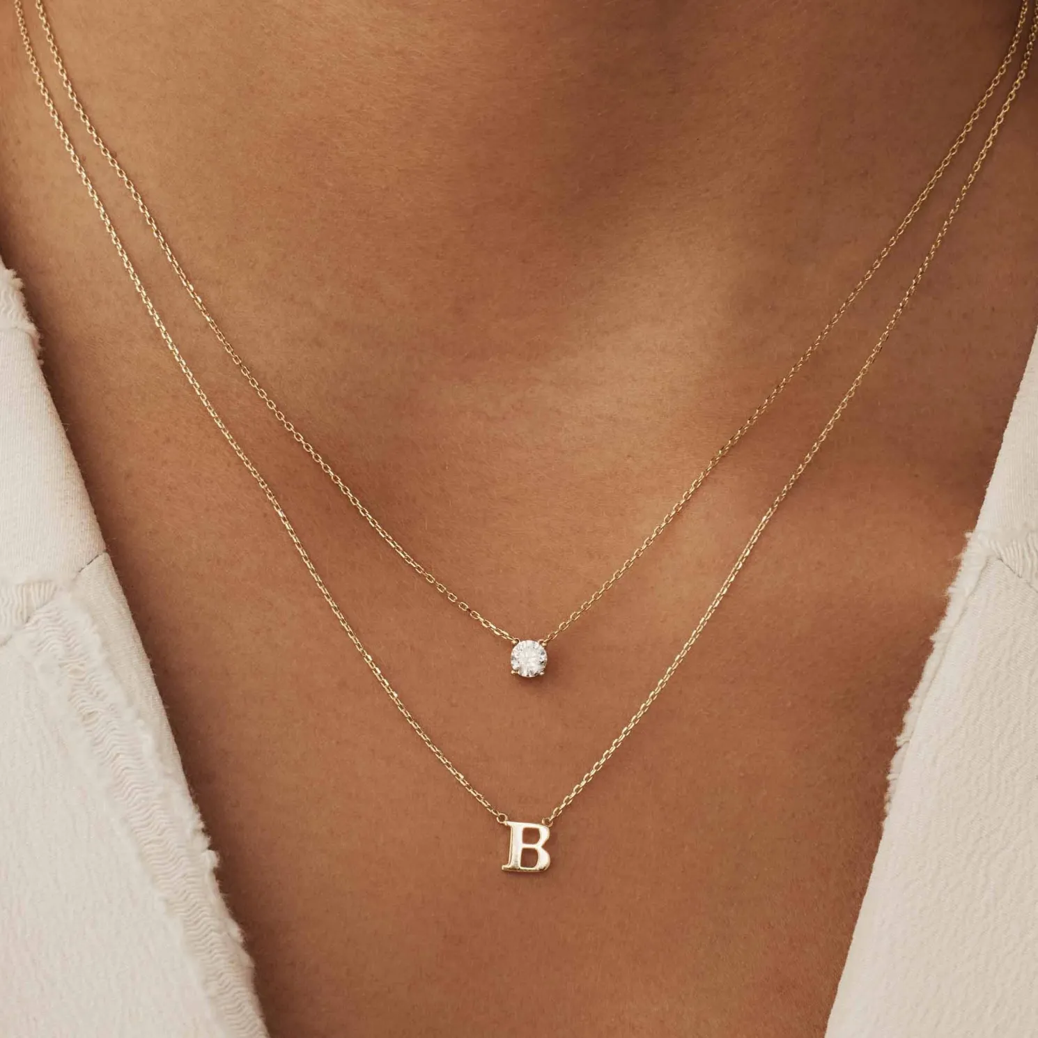 Le Marais Chloé 14 karaat gouden initial ketting met letter