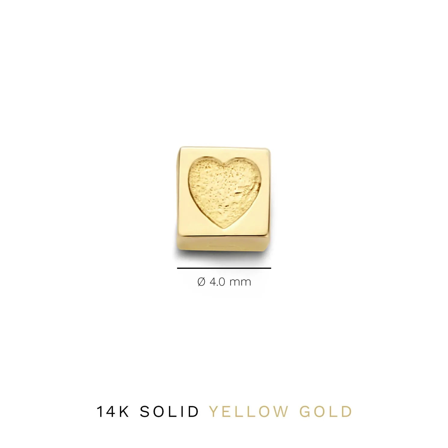 Le Marais Felie 14 karaat gouden kubus bedel met hartje