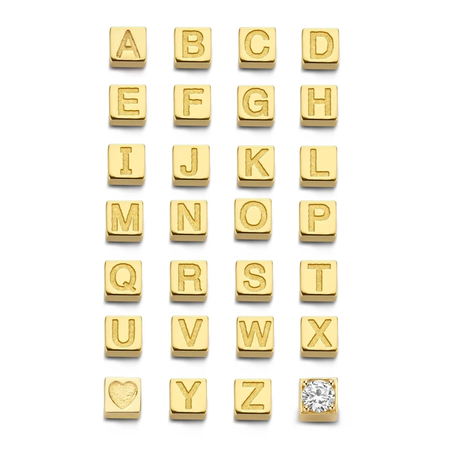 Le Marais Felie 14 karaat gouden kubus initial bedel met letter