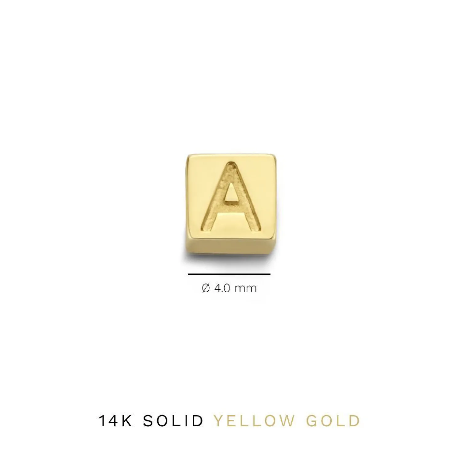 Le Marais Felie 14 karaat gouden kubus initial bedel met letter