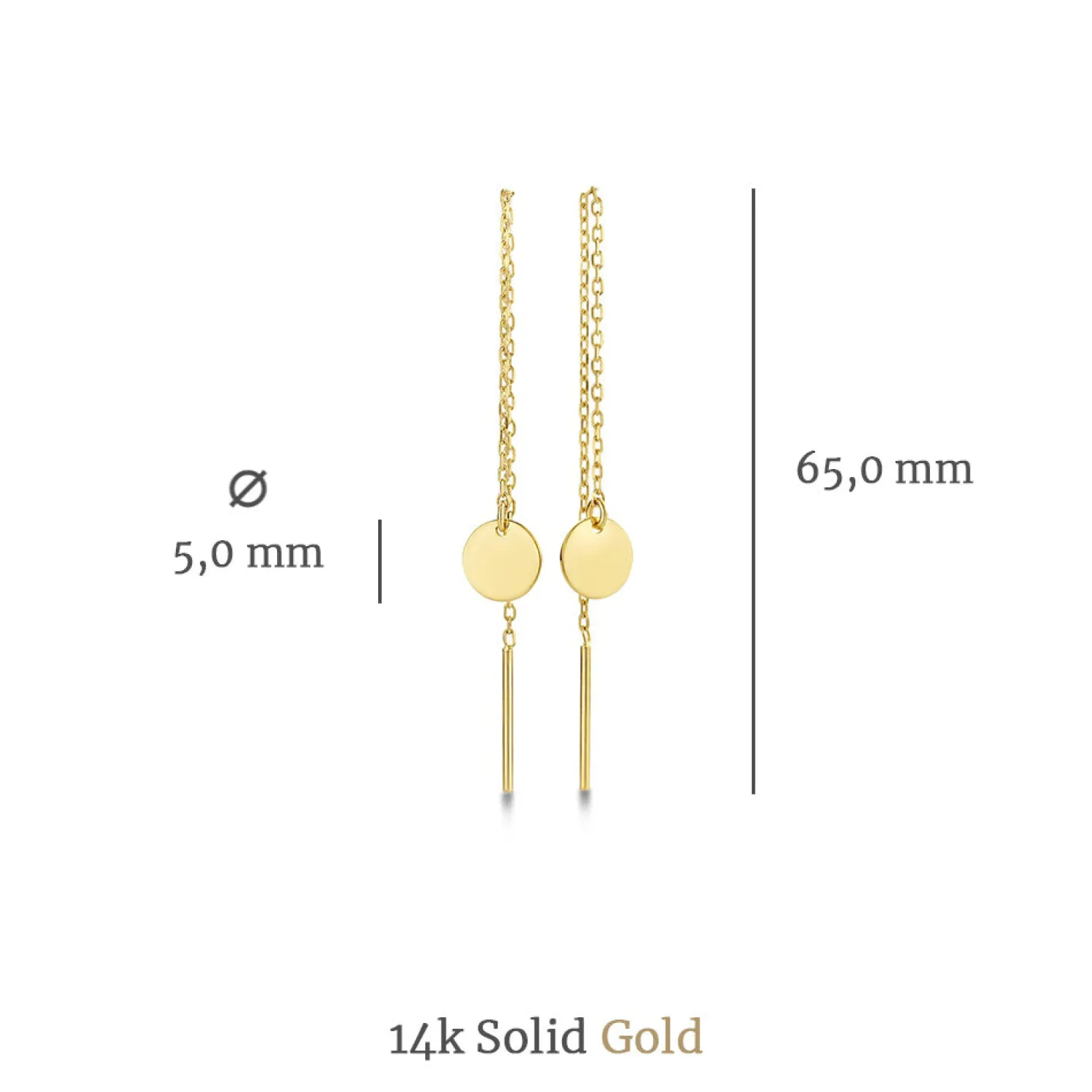 Le Marais Jeanne 14 karaat gouden doortrek oorbellen met muntje
