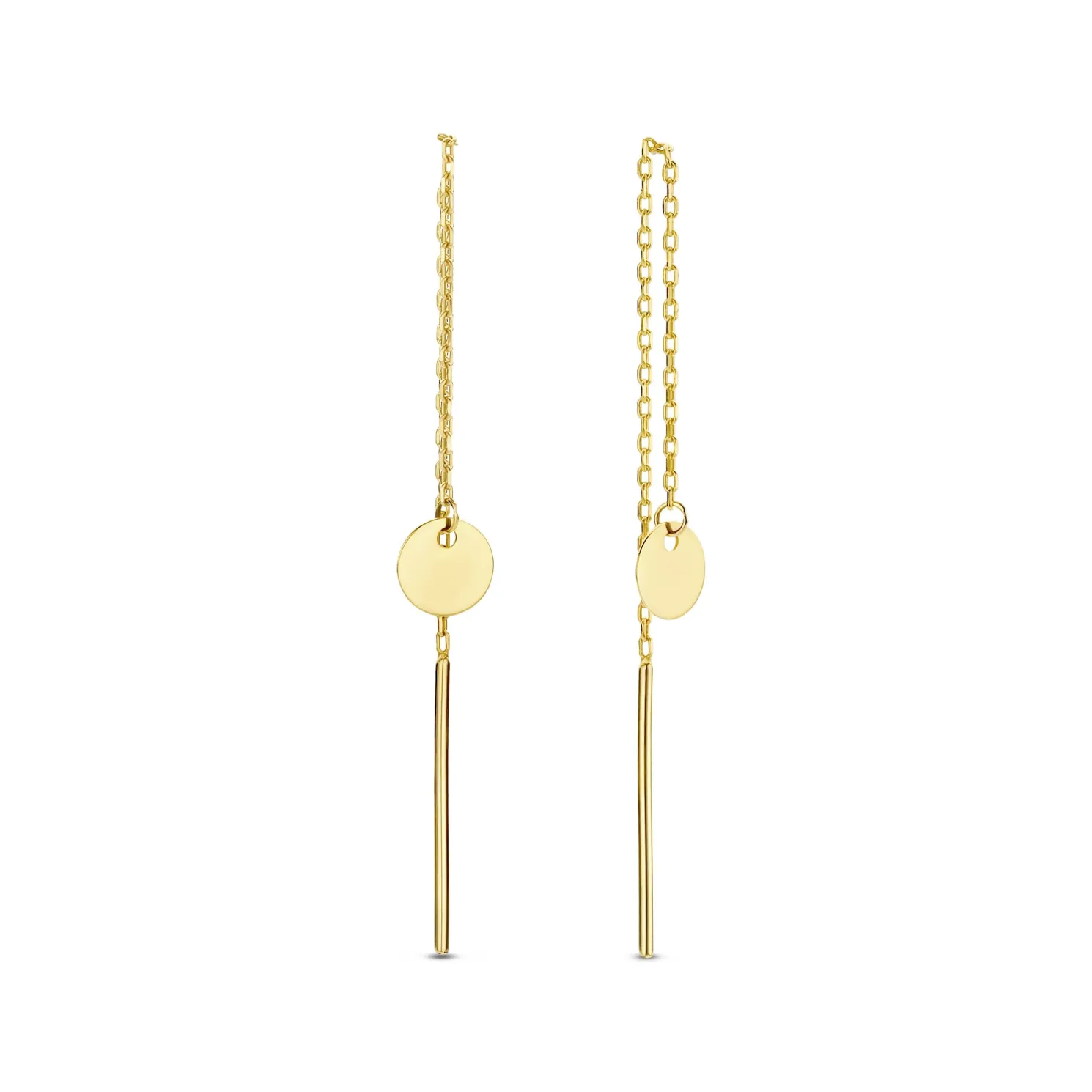 Le Marais Jeanne 14 karaat gouden doortrek oorbellen met muntje