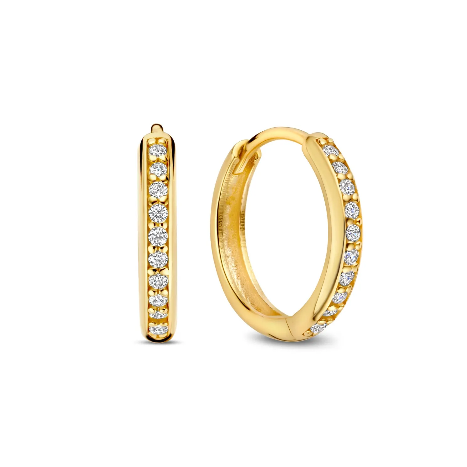 Le Marais Merle 14 karaat gouden creolen met zirkonia (10 mm)