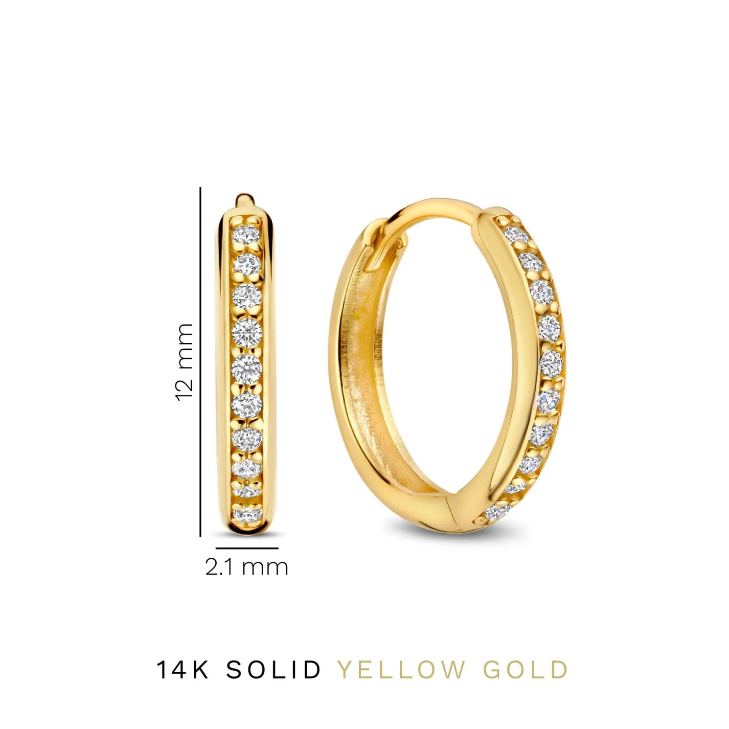 Le Marais Merle 14 karaat gouden creolen met zirkonia (10 mm)