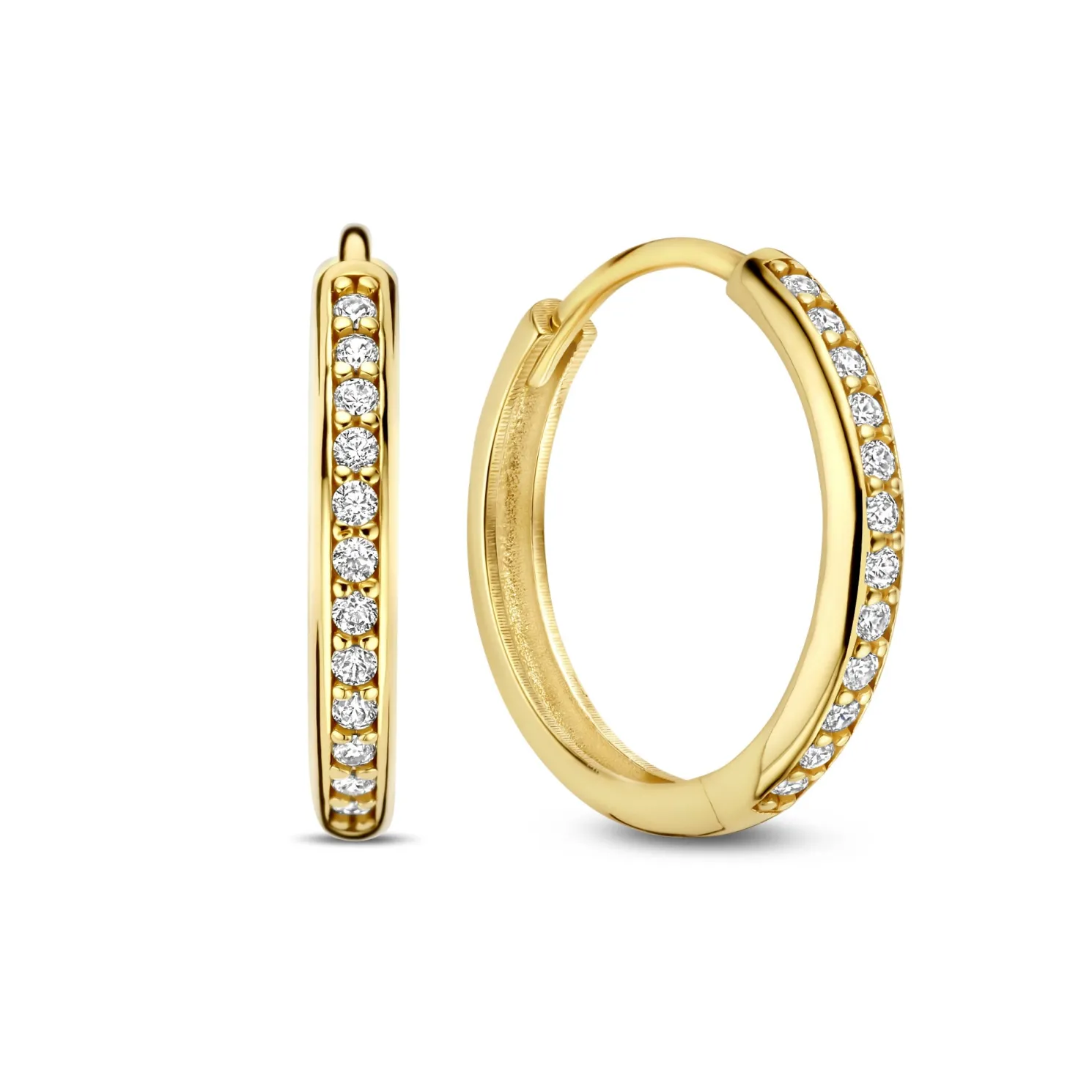 Le Marais Merle 14 karaat gouden creolen met zirkonia (12.5 mm)