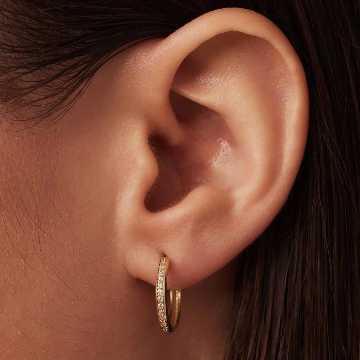 Le Marais Merle 14 karaat gouden creolen met zirkonia (12.5 mm)