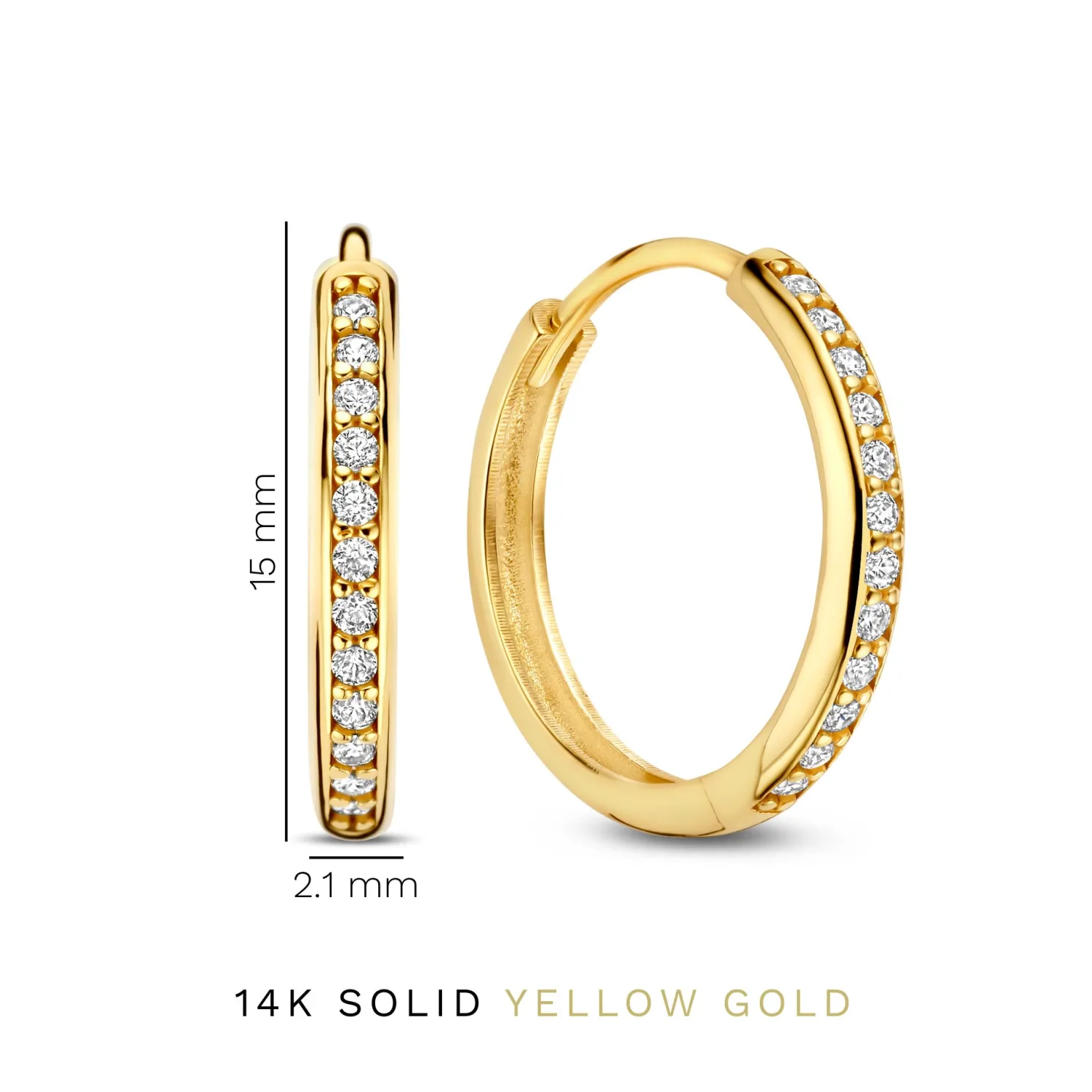 Le Marais Merle 14 karaat gouden creolen met zirkonia (12.5 mm)