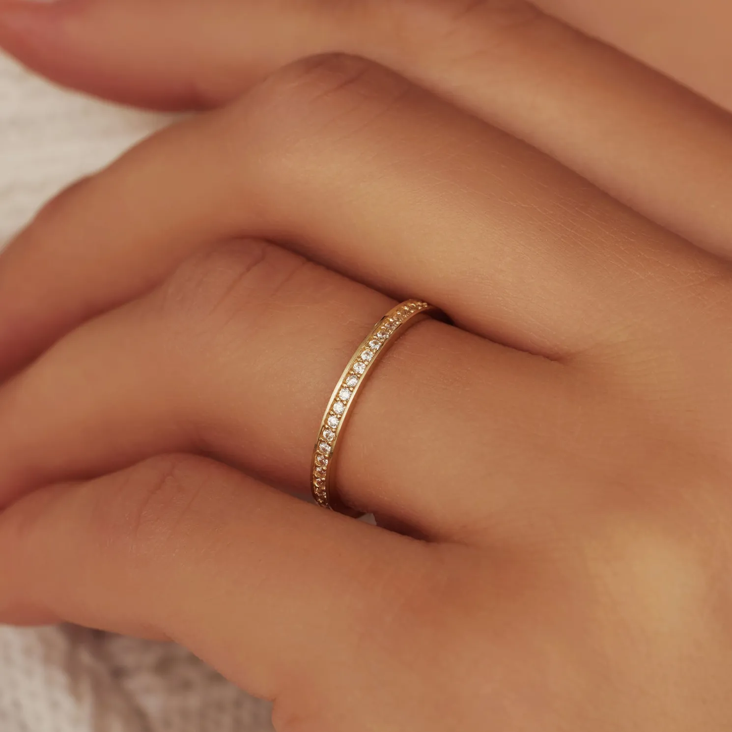 Le Marais Merle 14 karaat gouden ring met zirkonia steentjes