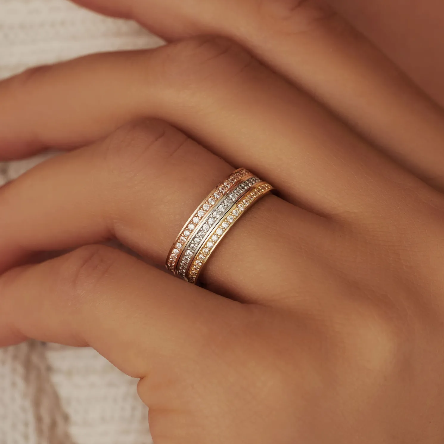 Le Marais Merle 14 karaat gouden ring met zirkonia steentjes