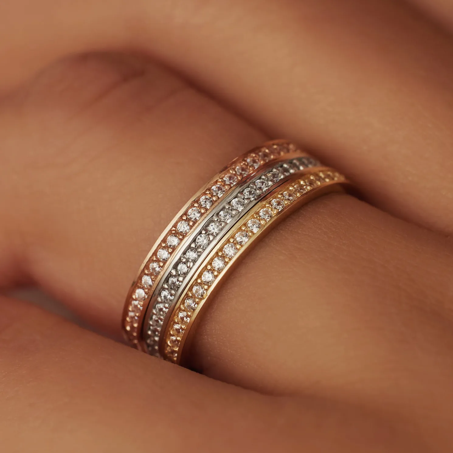 Le Marais Merle 14 karaat gouden ring met zirkonia steentjes