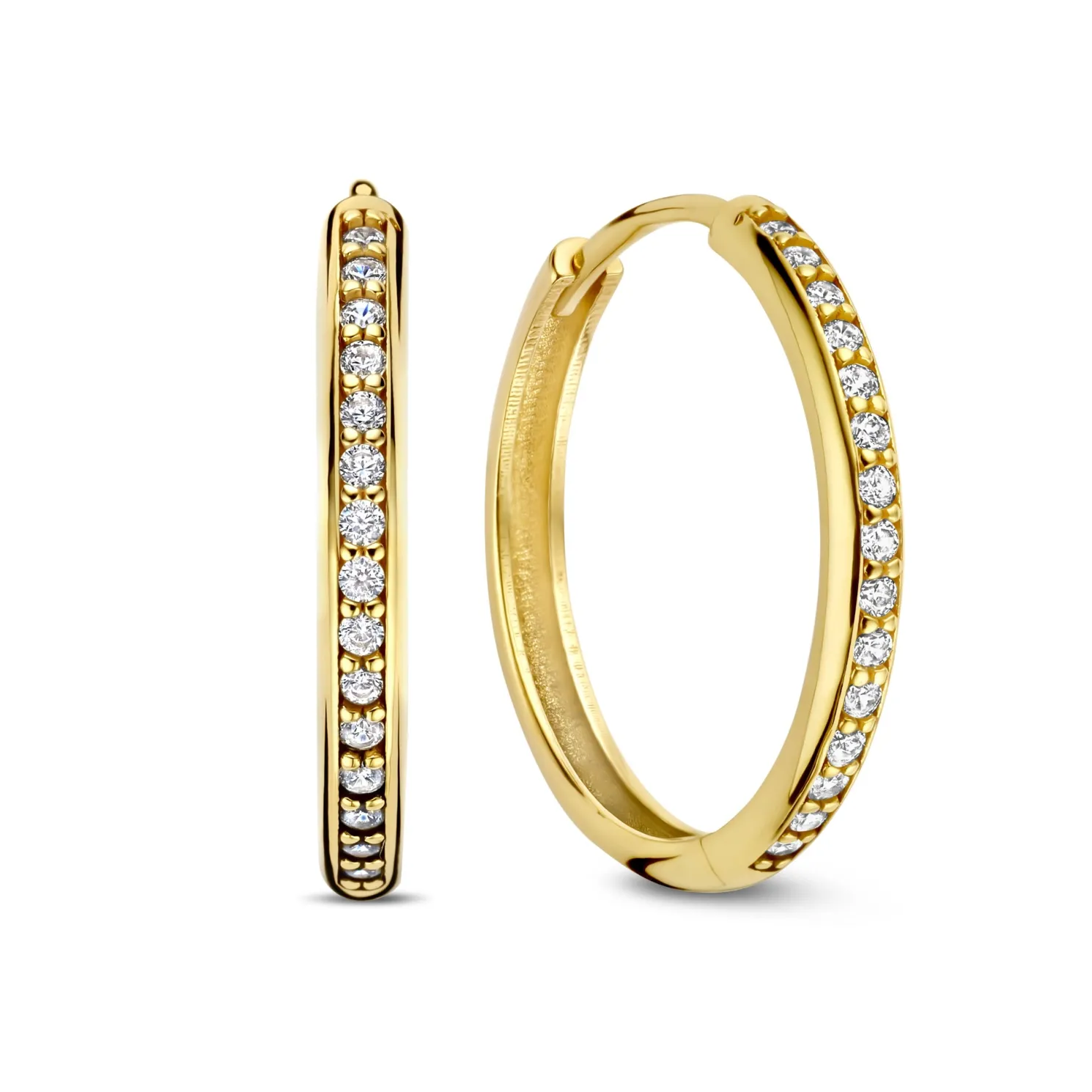 Le Marais Merle 14 karaat gouden creolen met zirkonia (15.5 mm)