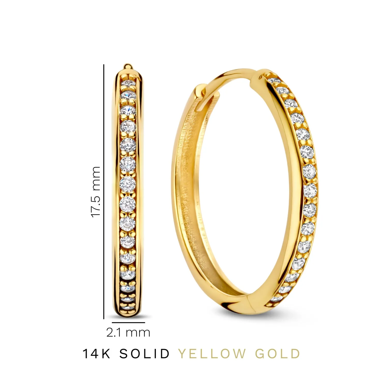 Le Marais Merle 14 karaat gouden creolen met zirkonia (15.5 mm)