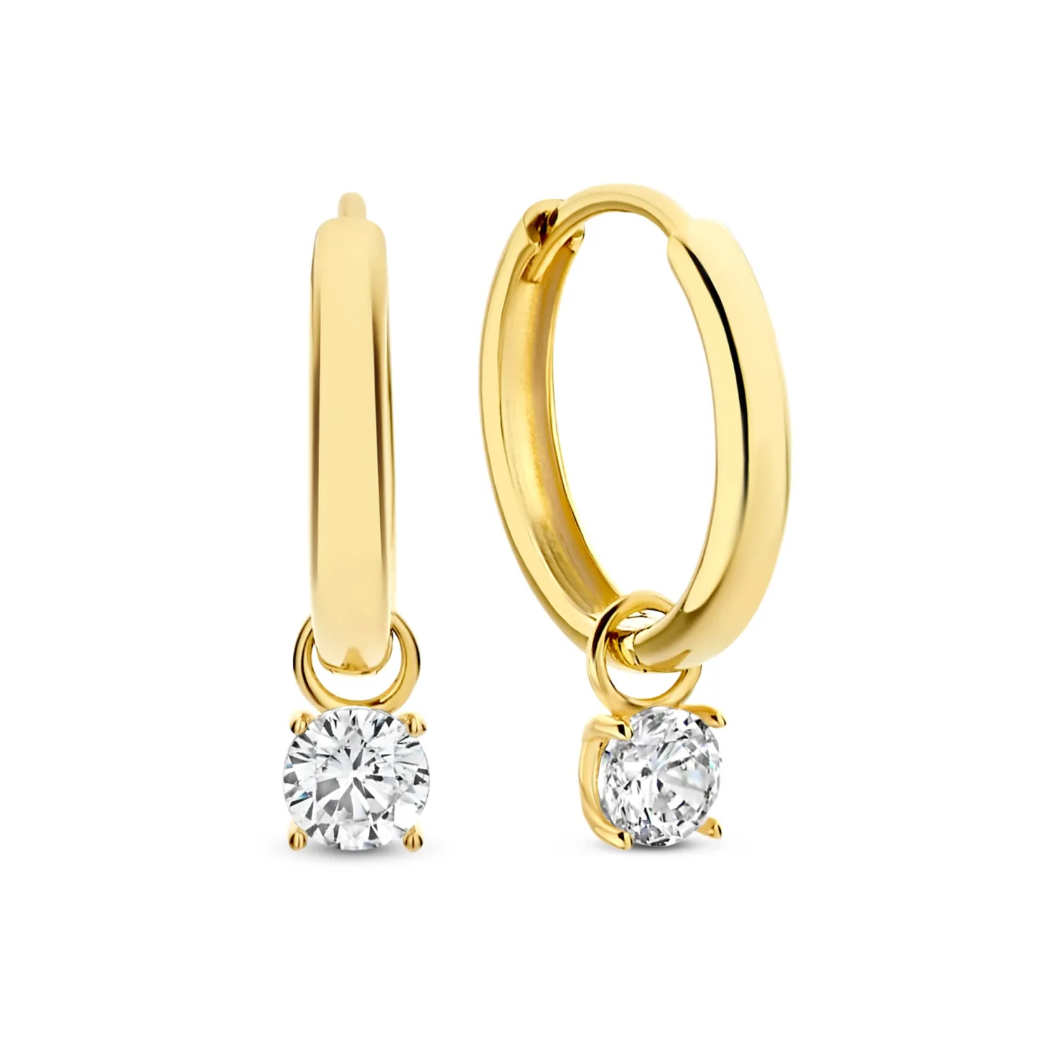 Le Marais Ophélie 14 karaat gouden creolen met zirkonia steentje