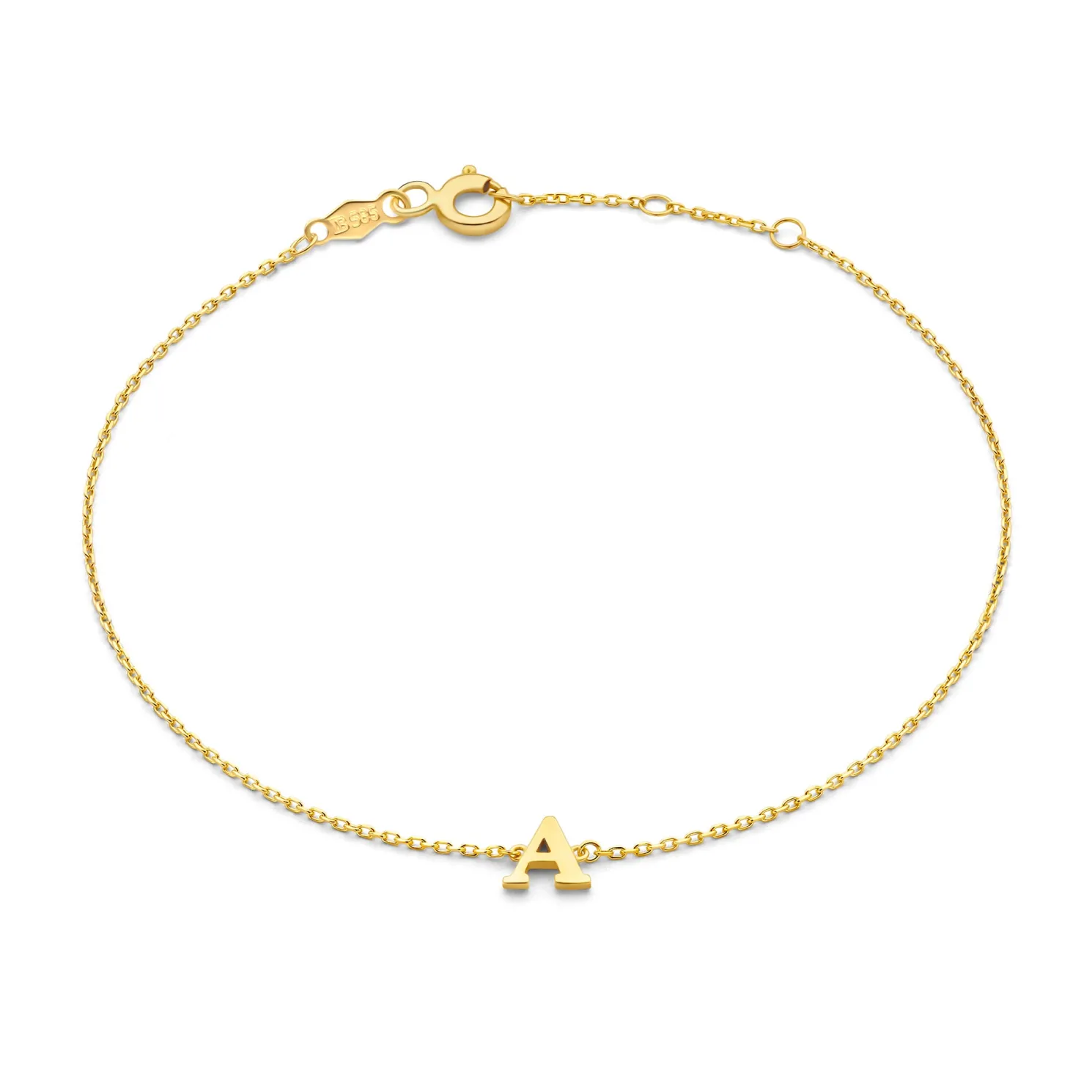 Le Marais Rachel 14 karaat gouden initial armband met letter