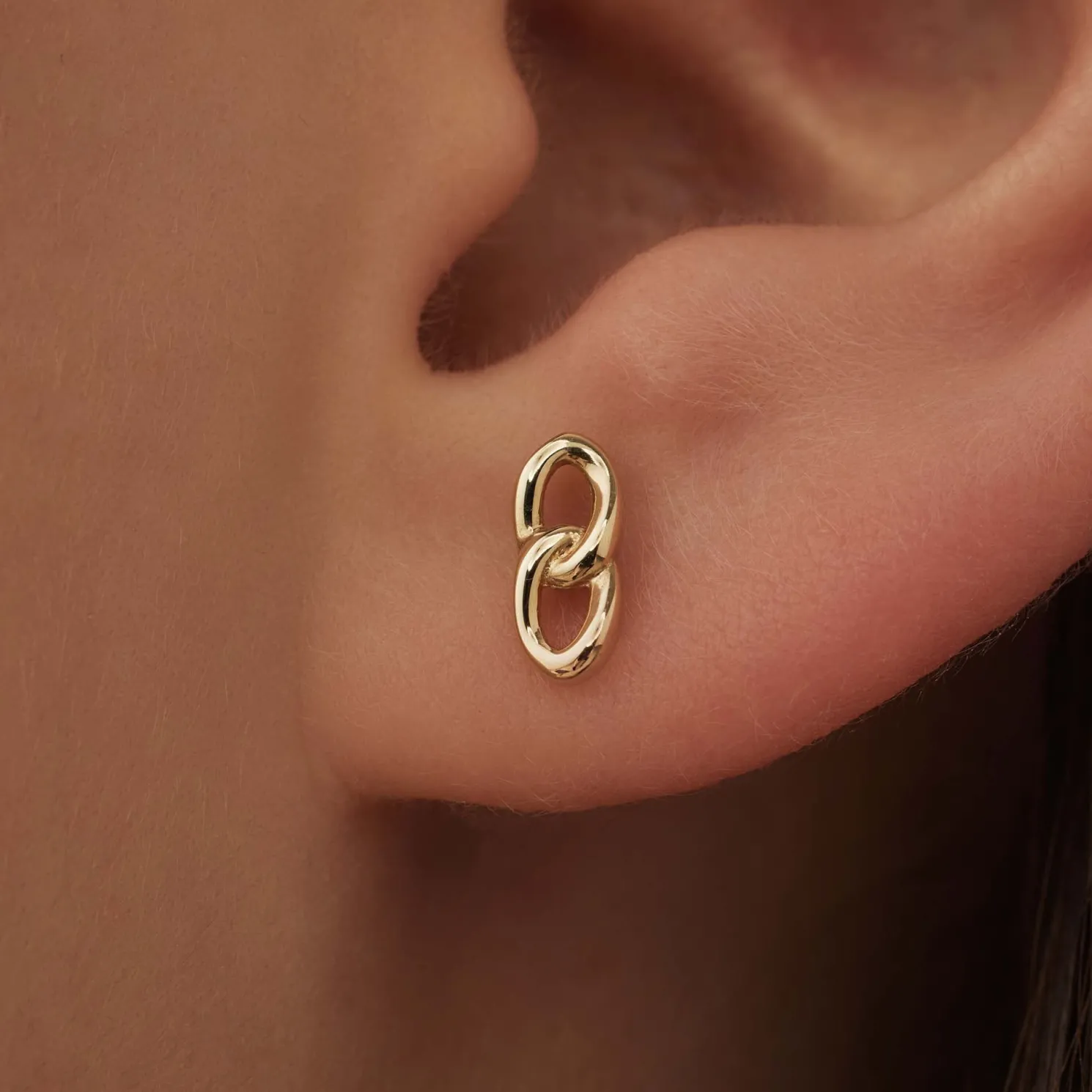 Le Marais Règine 14 karaat gouden oorknoppen met schakels