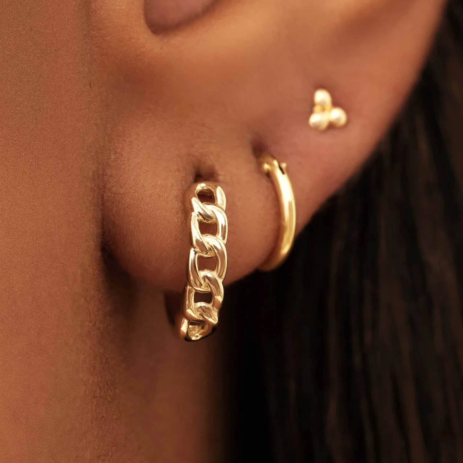 Le Marais Règine 14 karaat gouden creolen met schakels