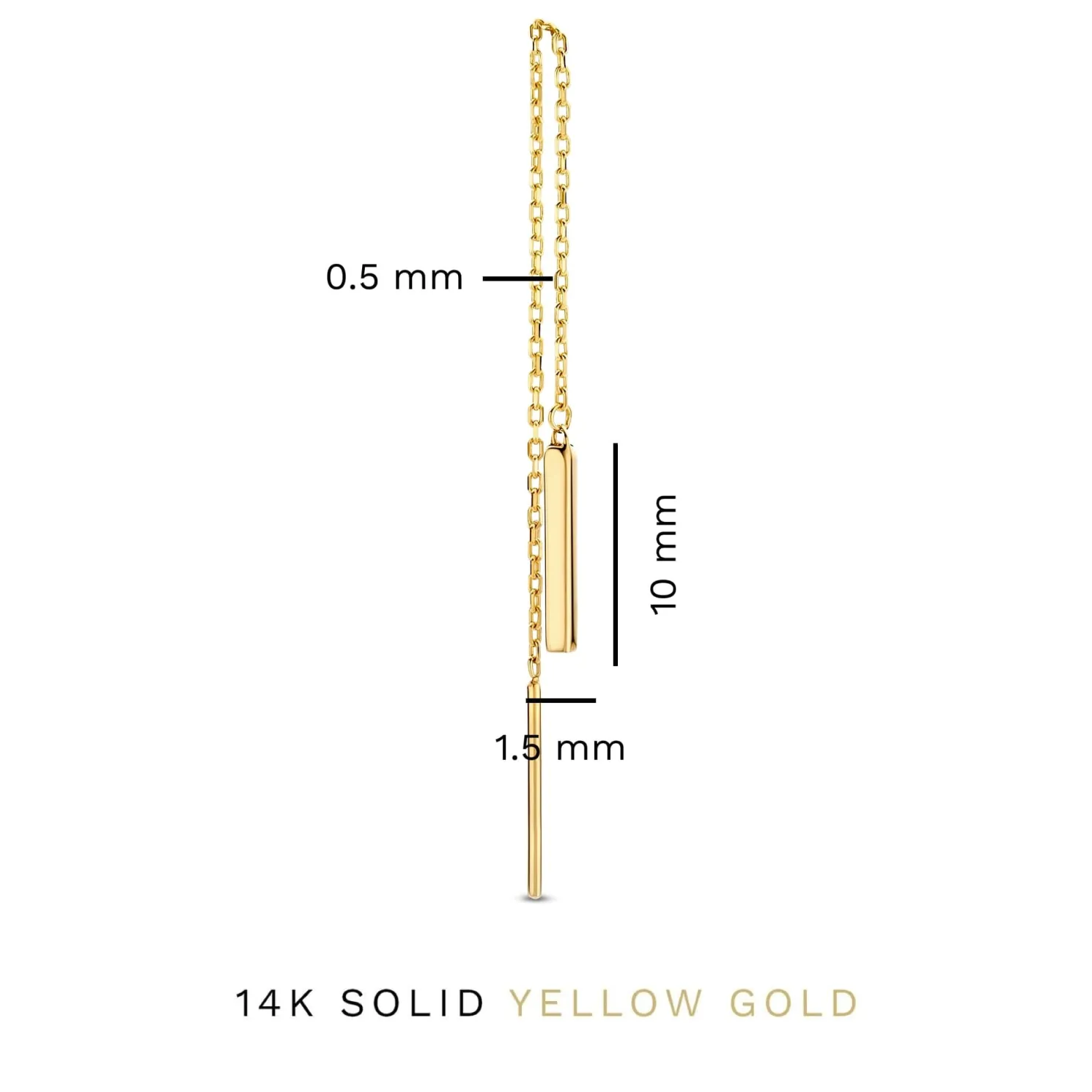 Le Marais Rosalie 14 karaat gouden doortrek oorbellen met staafje