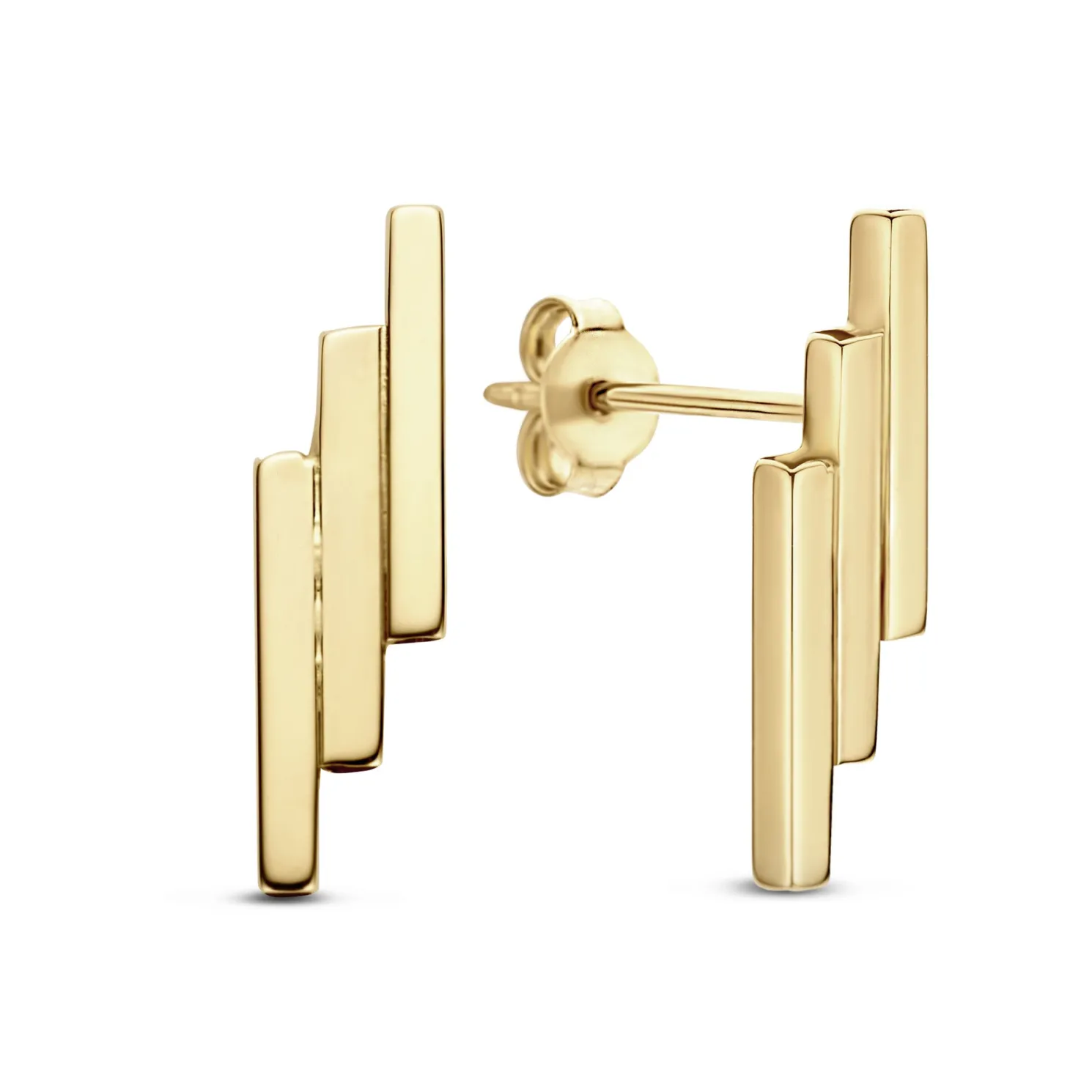 Le Marais Rosalie 14 karaat gouden oorknoppen met 3 staafjes