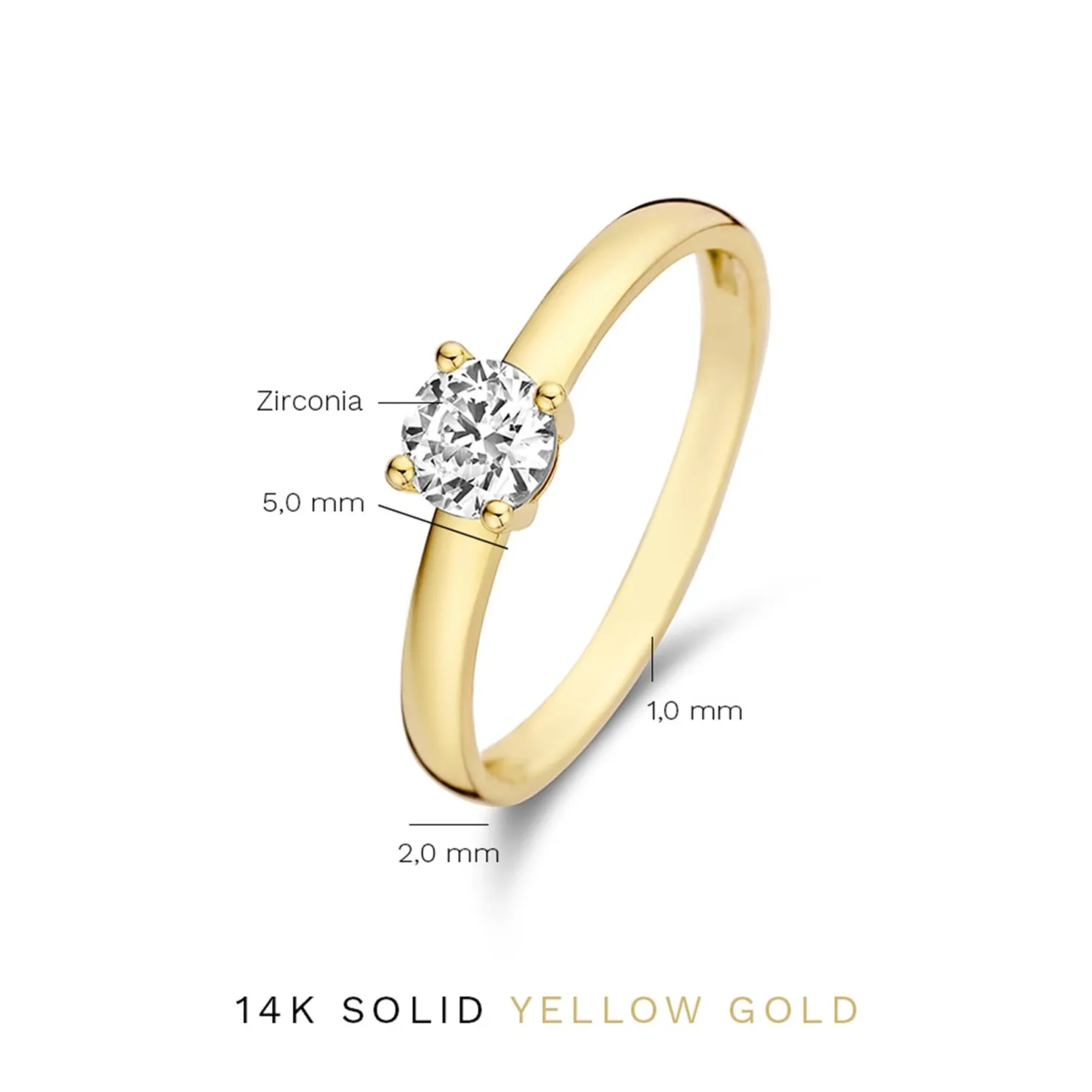 Le Marais Soleil 14 karaat gouden ring met zirkonia steen